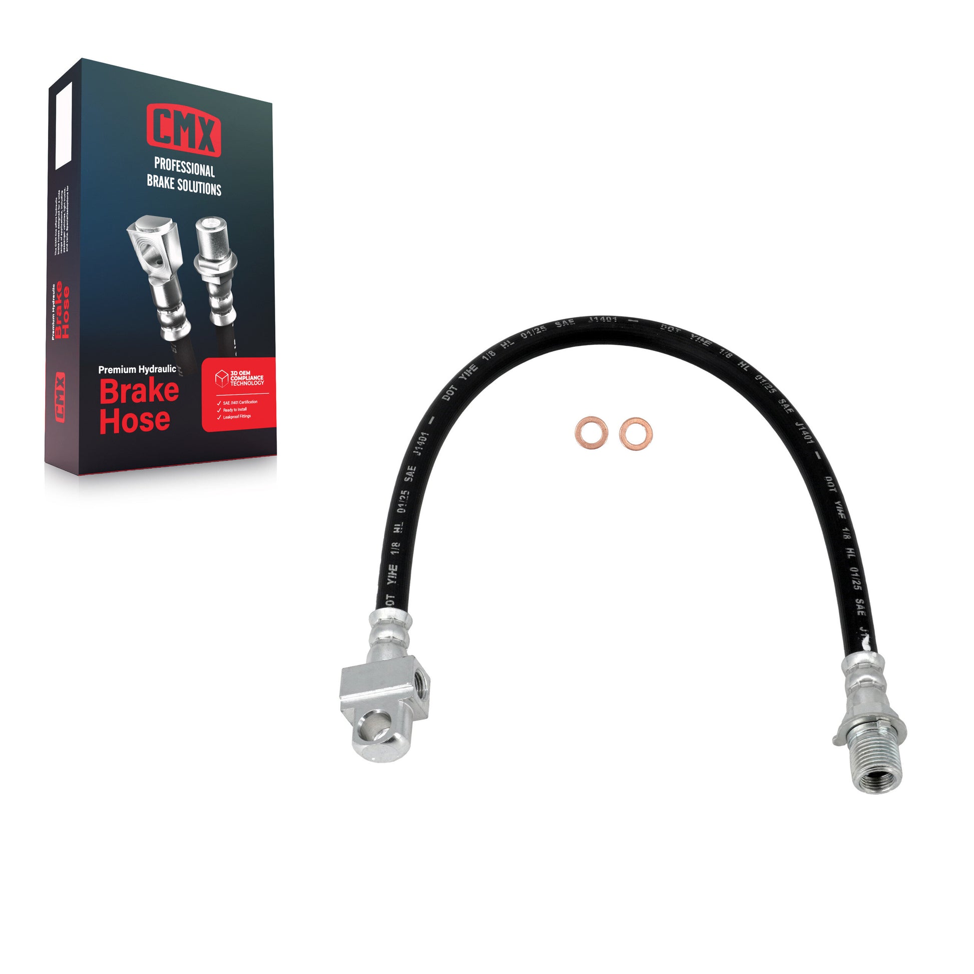 CMX 12-H38624 Brake Hydraulic Hose for 1988-2002 Chevrolet Tahoe, GMC Yukon, Cadillac Escalade - Rear Center, Rear Brake Pipe To Crossover Pipe