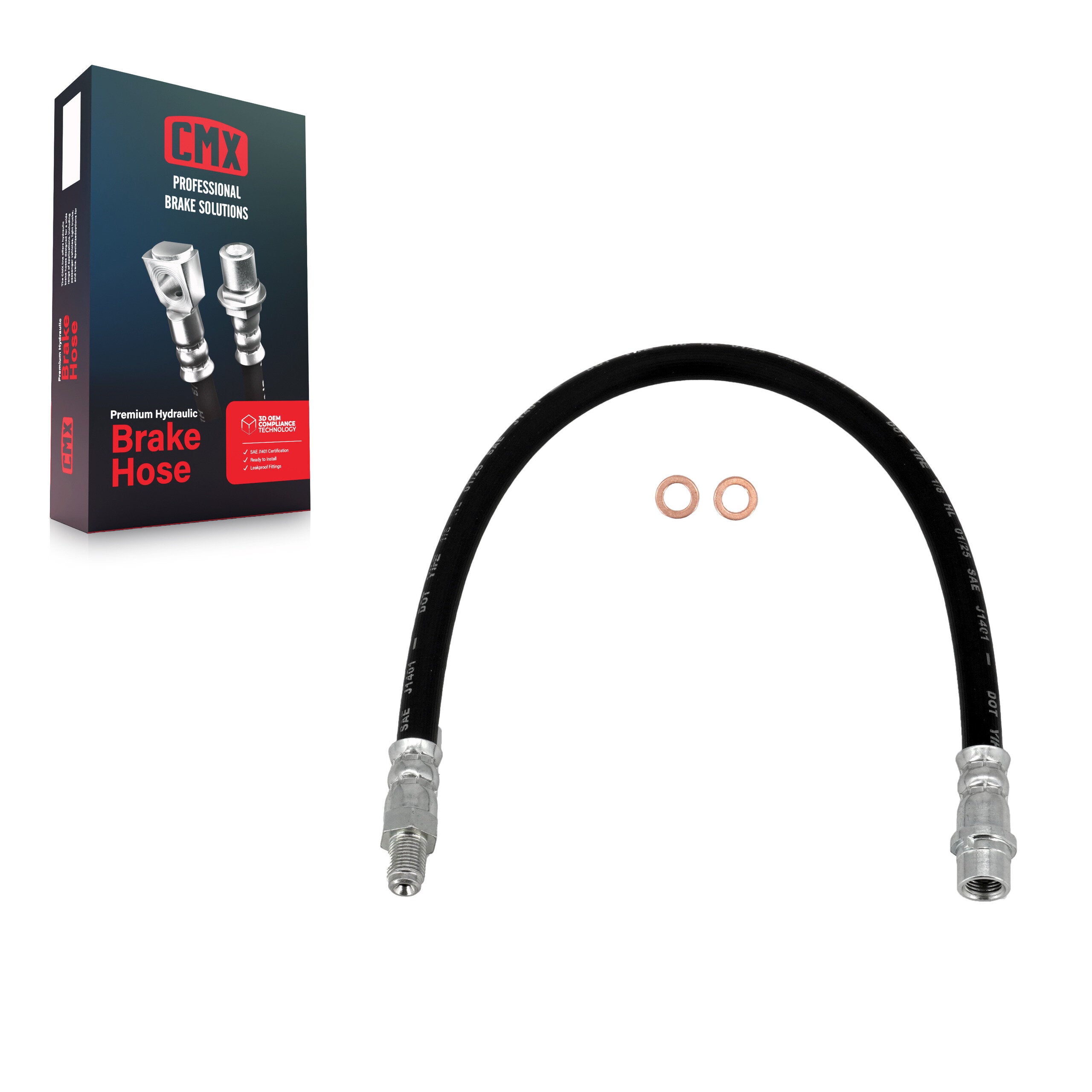 CMX 12-H620060 Brake Hydraulic Hose for 1996-2020 Mercedes-Benz E550, Mercedes-Benz SLC300, Mercedes-Benz SLC43 AMG - Front