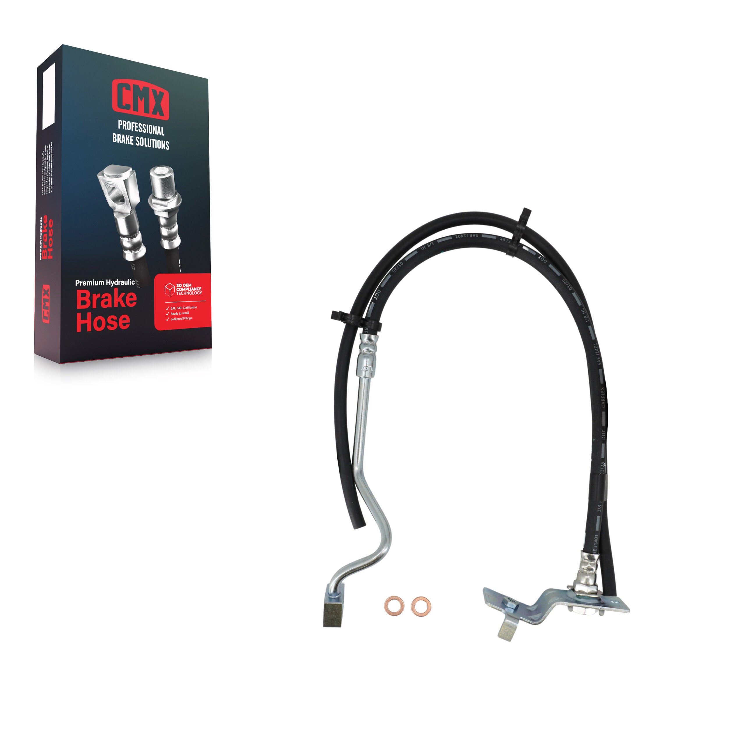 CMX 12-H620287 Brake Hydraulic Hose for 1999-2005 Ford F-250 Super Duty, Ford F-350 Super Duty, Ford Excursion - Front Left
