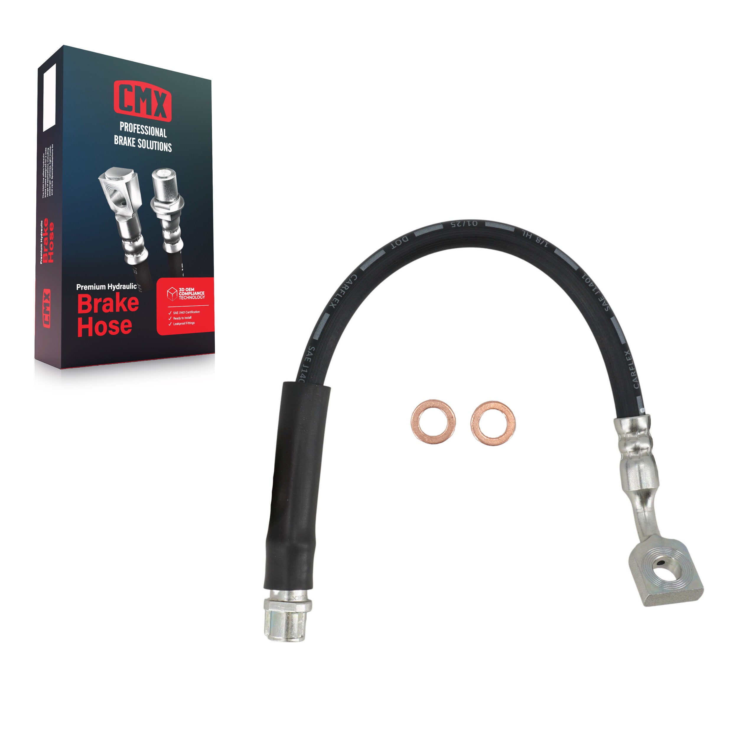 CMX 12-H620476 Brake Hydraulic Hose for 2004-2012 Chevrolet Malibu, Pontiac G8, Saturn Aura - Rear