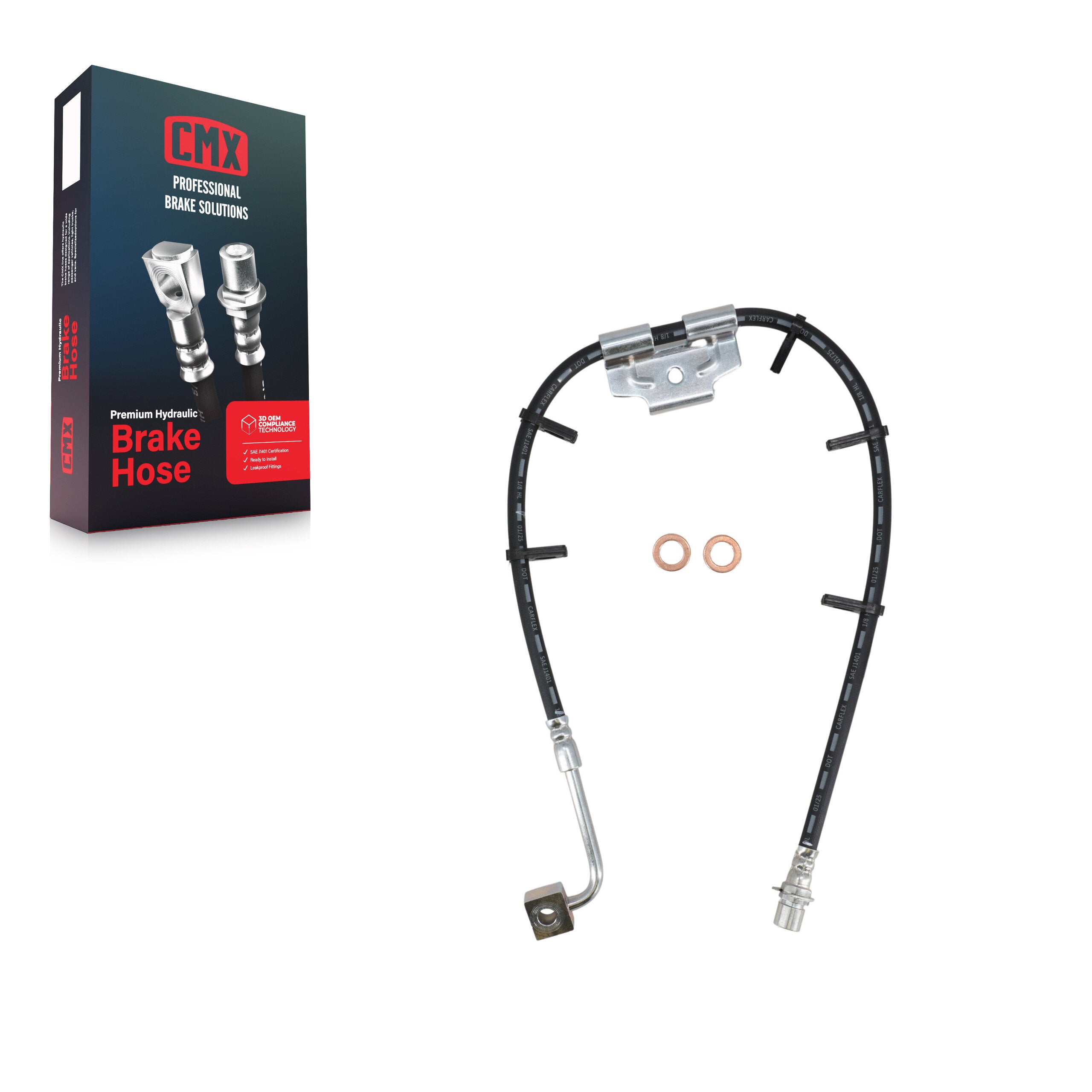 CMX 12-H620581 Brake Hydraulic Hose for 2003-2013 Ram 3500, Ram 2500, Dodge Ram 2500 - Front Left