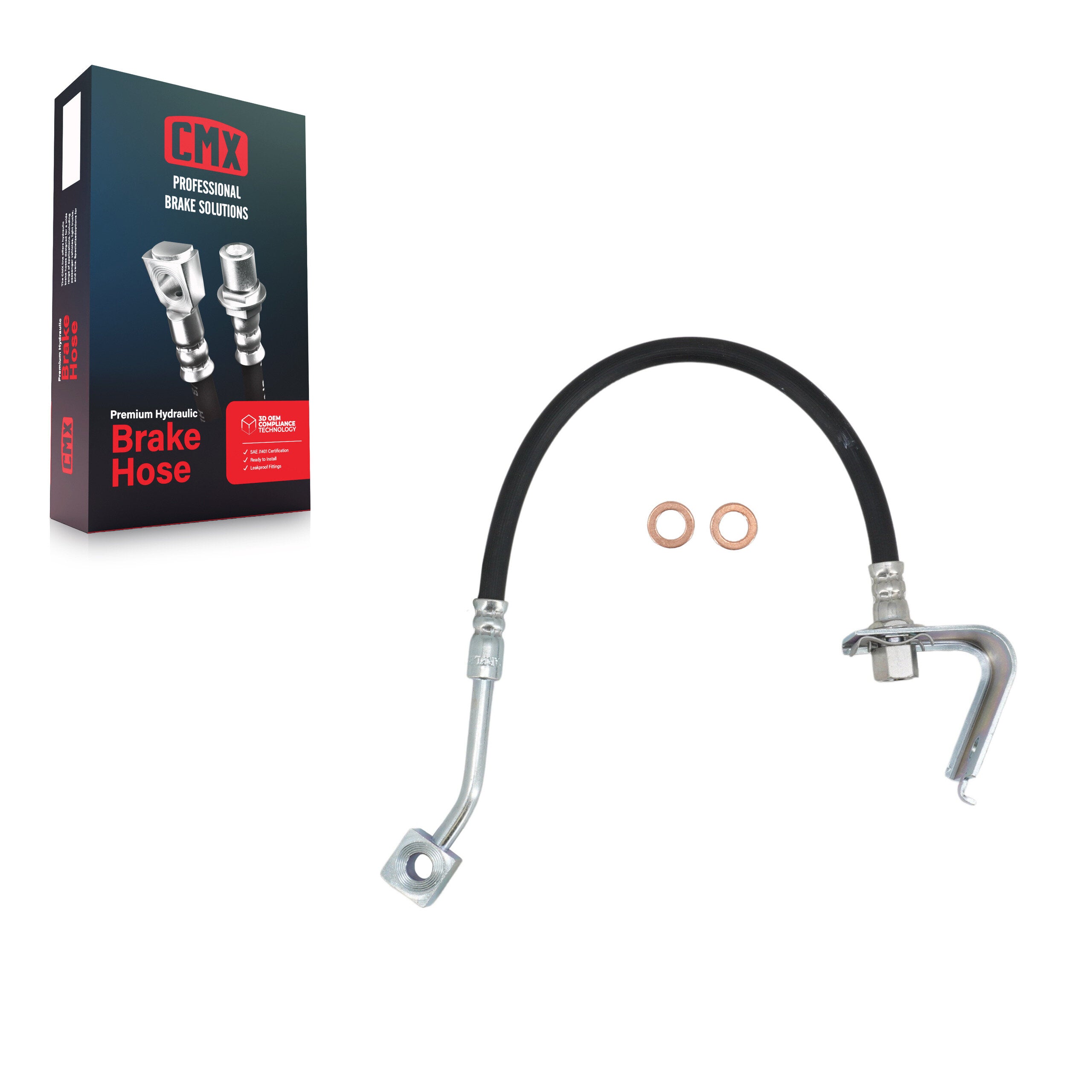 CMX 12-H620584 Brake Hydraulic Hose for 2005-2011 Ram Dakota, Mitsubishi Raider, Dodge Dakota - Front