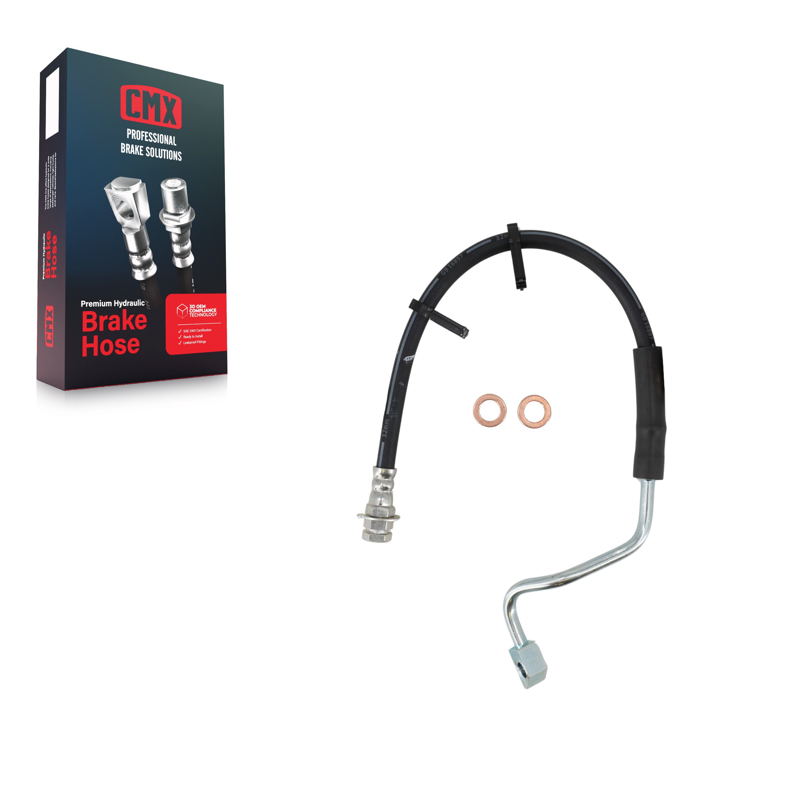 CMX 12-H620607 Brake Hydraulic Hose for 2005-2007 Ford F-250 Super Duty, Ford F-350 Super Duty - Front Left
