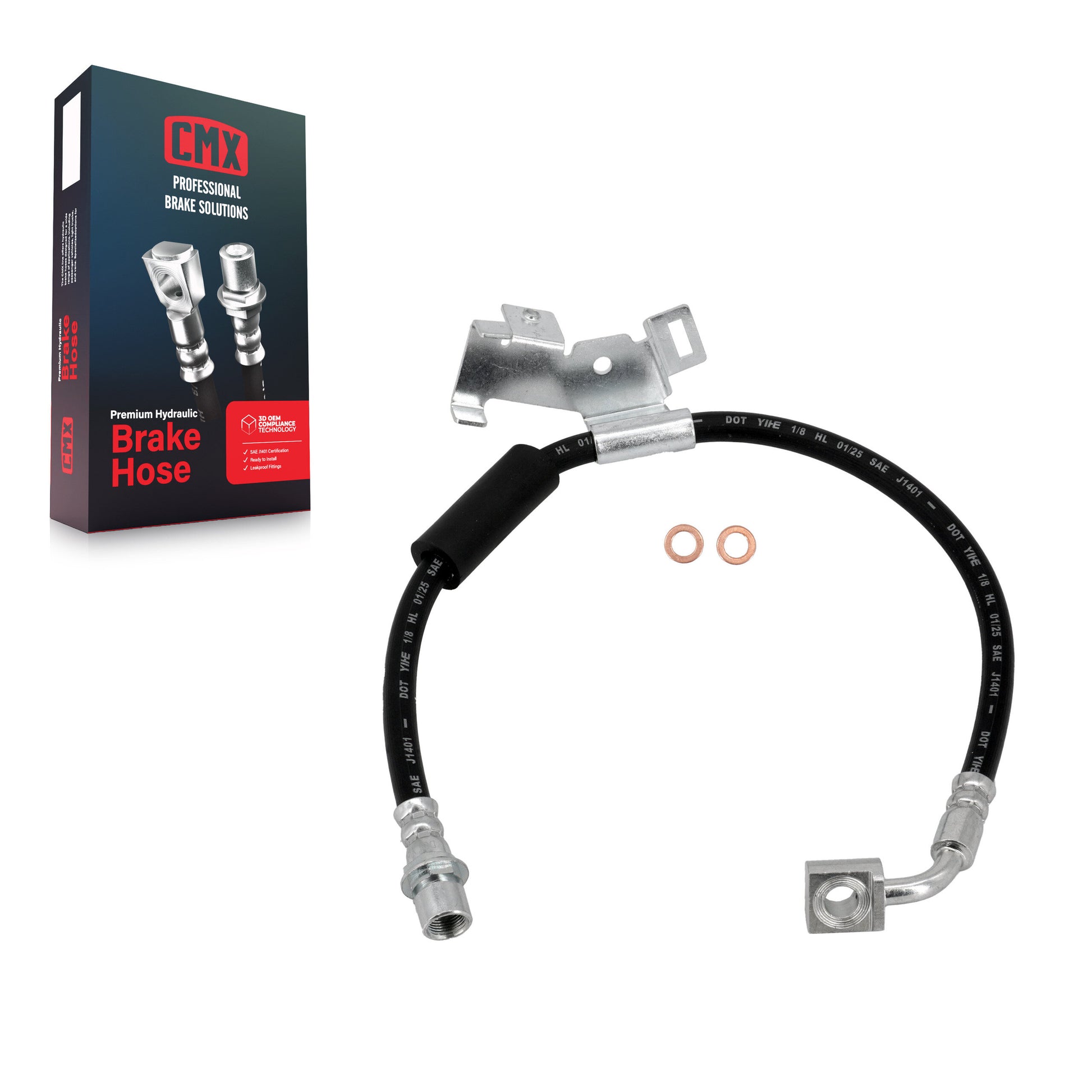 CMX 12-H620779 Brake Hydraulic Hose for 2007-2020 Chevrolet Silverado 1500 LD, GMC Sierra 1500 Limited, Chevrolet Suburban - Front Left