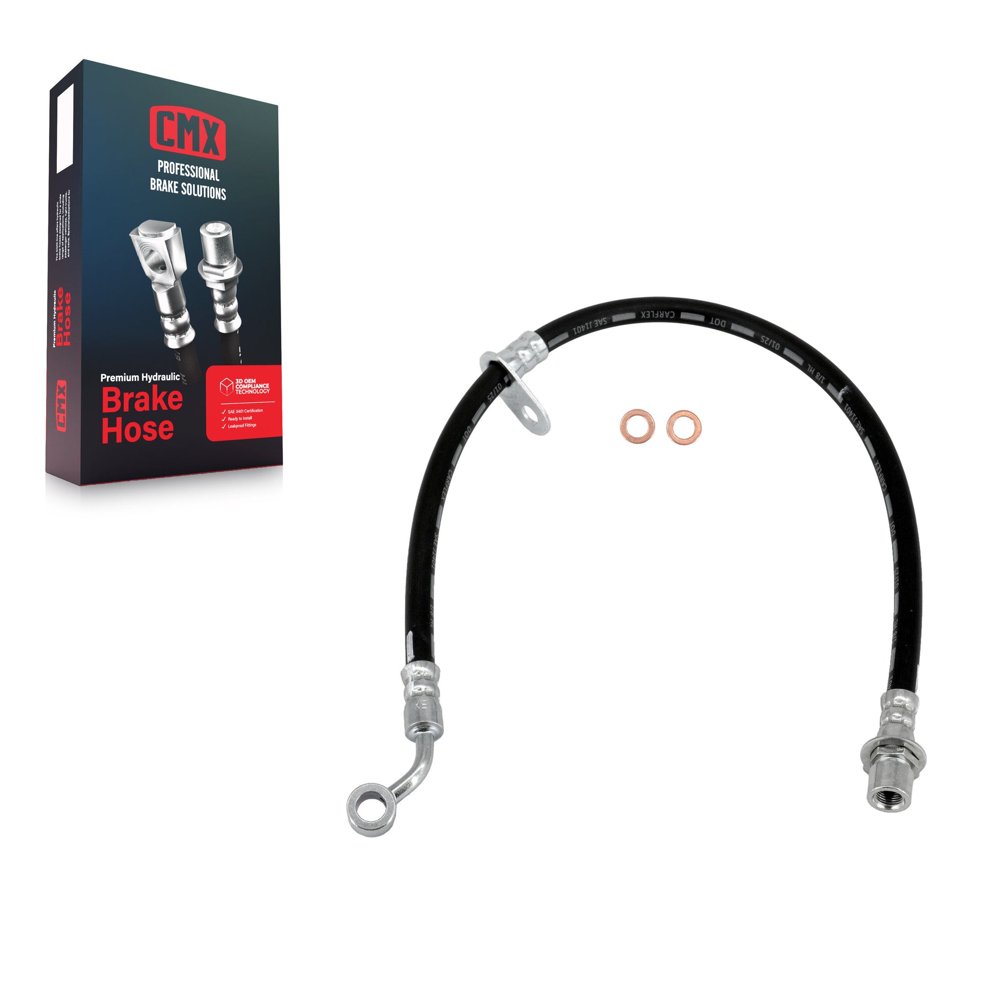 CMX 12-H620796 Brake Hydraulic Hose for 2007-2017 Chevrolet Equinox, GMC Terrain, Pontiac Torrent - Front Right, Rear Right
