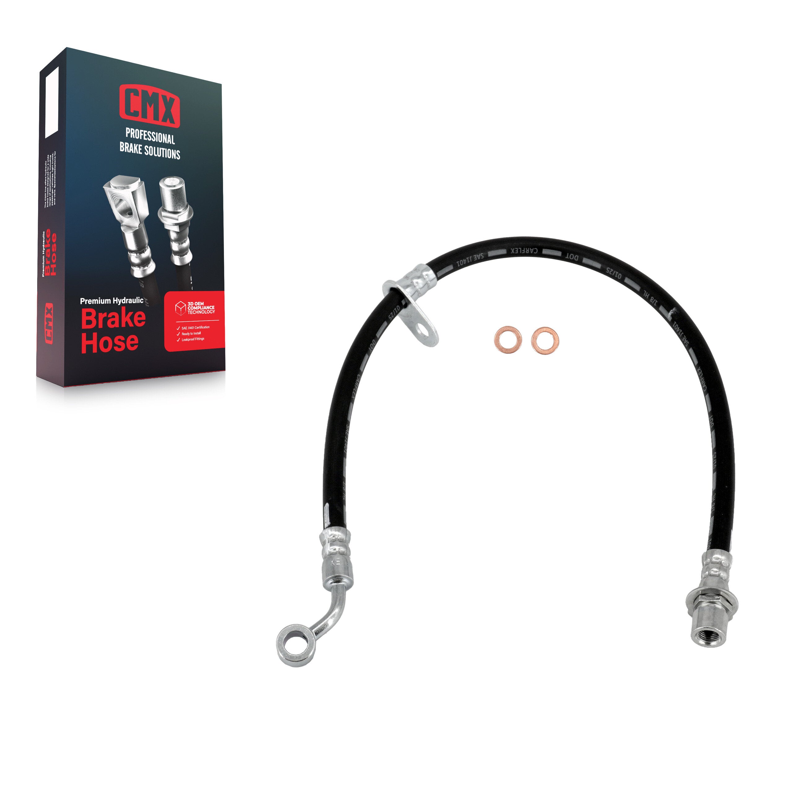 CMX 12-H620796 Brake Hydraulic Hose for 2007-2017 Chevrolet Equinox, GMC Terrain, Pontiac Torrent - Front Right, Rear Right