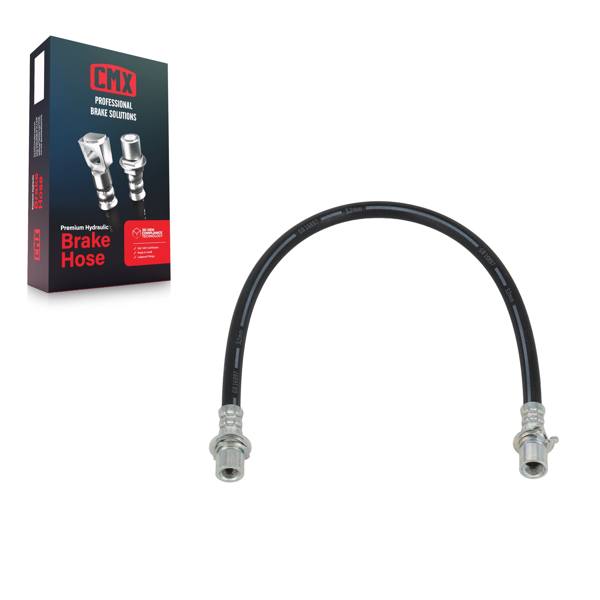 CMX 12-H620827 Brake Hydraulic Hose for 2007-2018 Chevrolet Silverado 1500, GMC Sierra 1500 - Rear Center