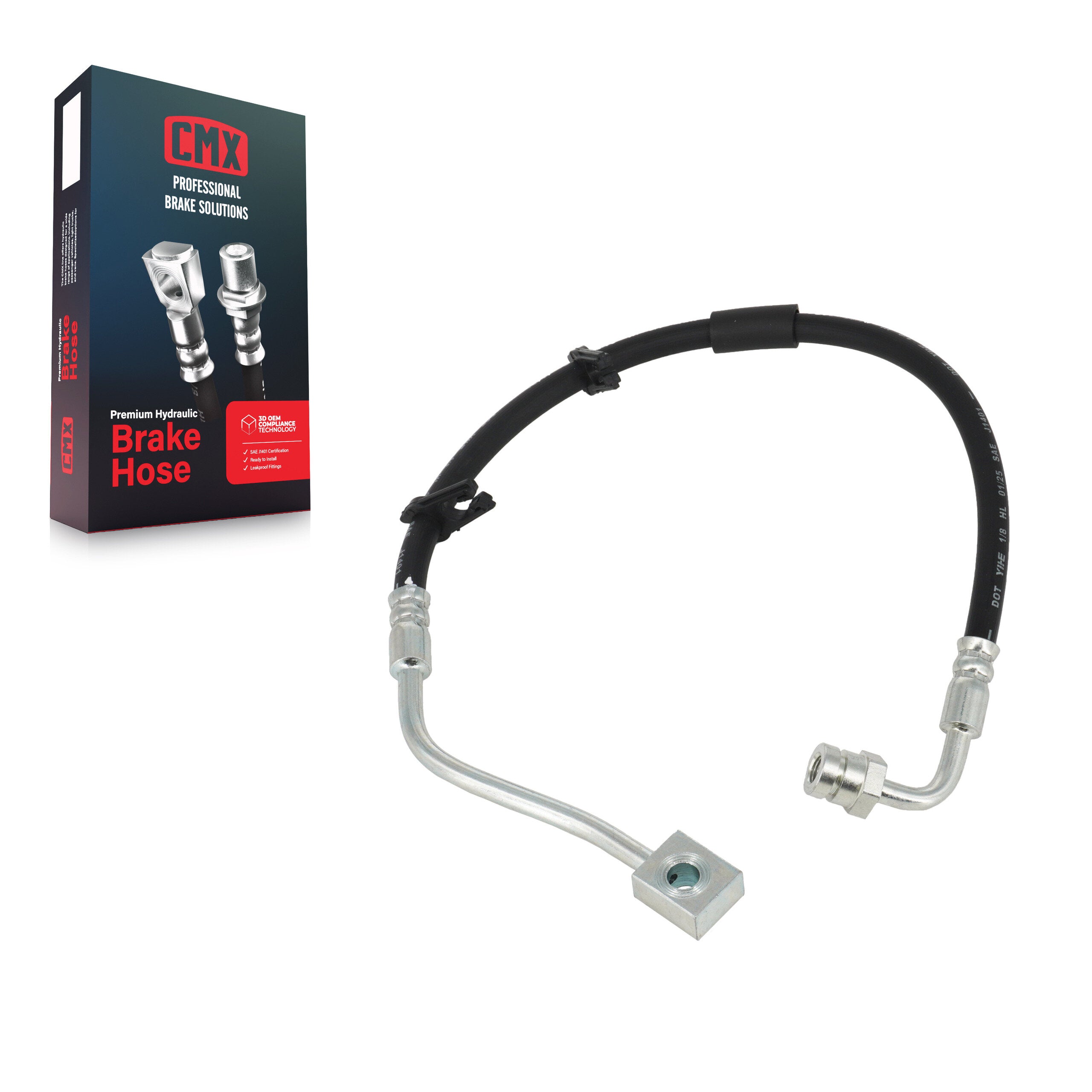 CMX 12-H620985 Brake Hydraulic Hose for 2008-2023 Ford E-350 Super Duty, Ford E-450 Super Duty, Ford E-150 - Front Right