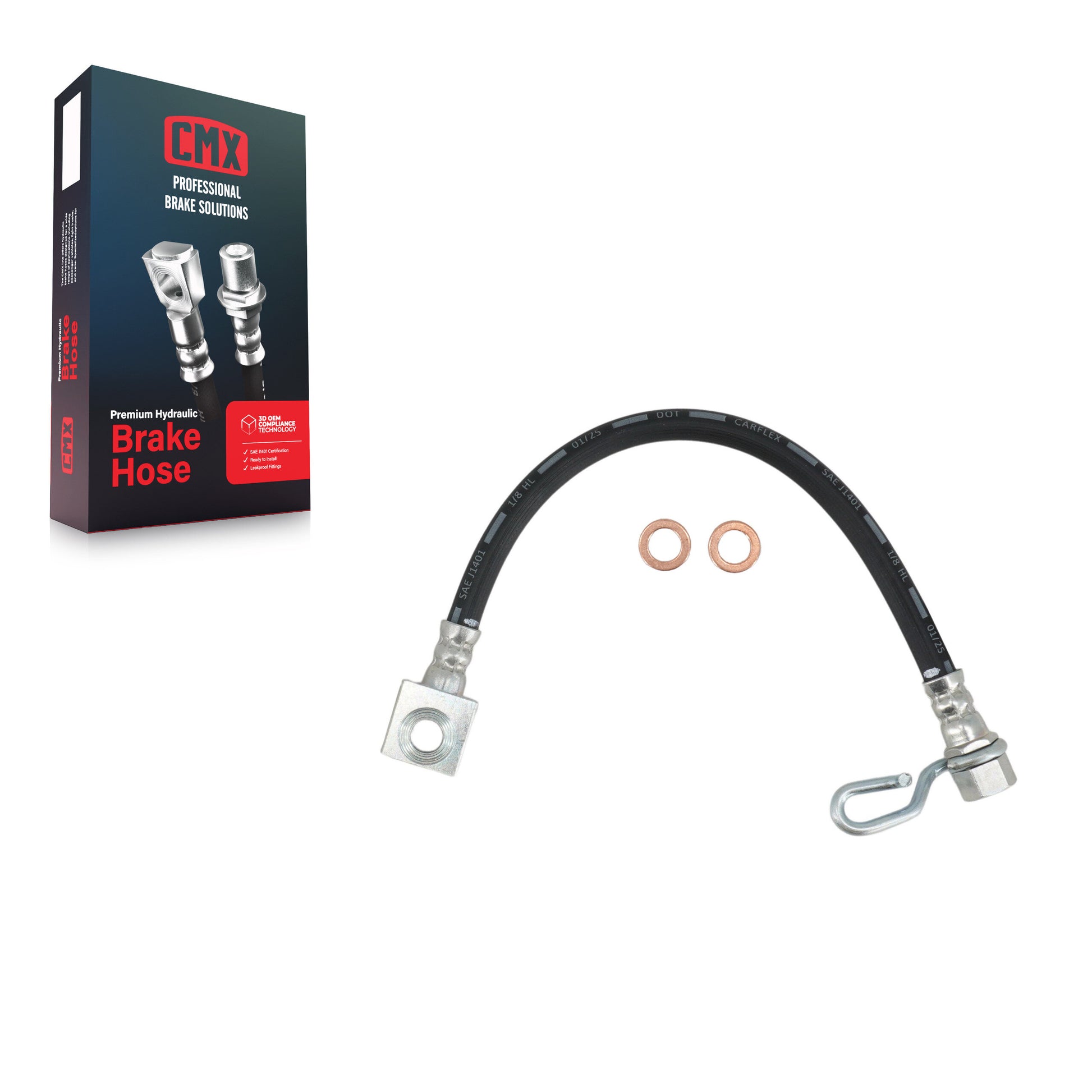 CMX 12-H620997 Brake Hydraulic Hose for 2008-2019 Ford E-350 Super Duty, Ford E-450 Super Duty, Ford E-150 - Rear Right Outer, Rear Right