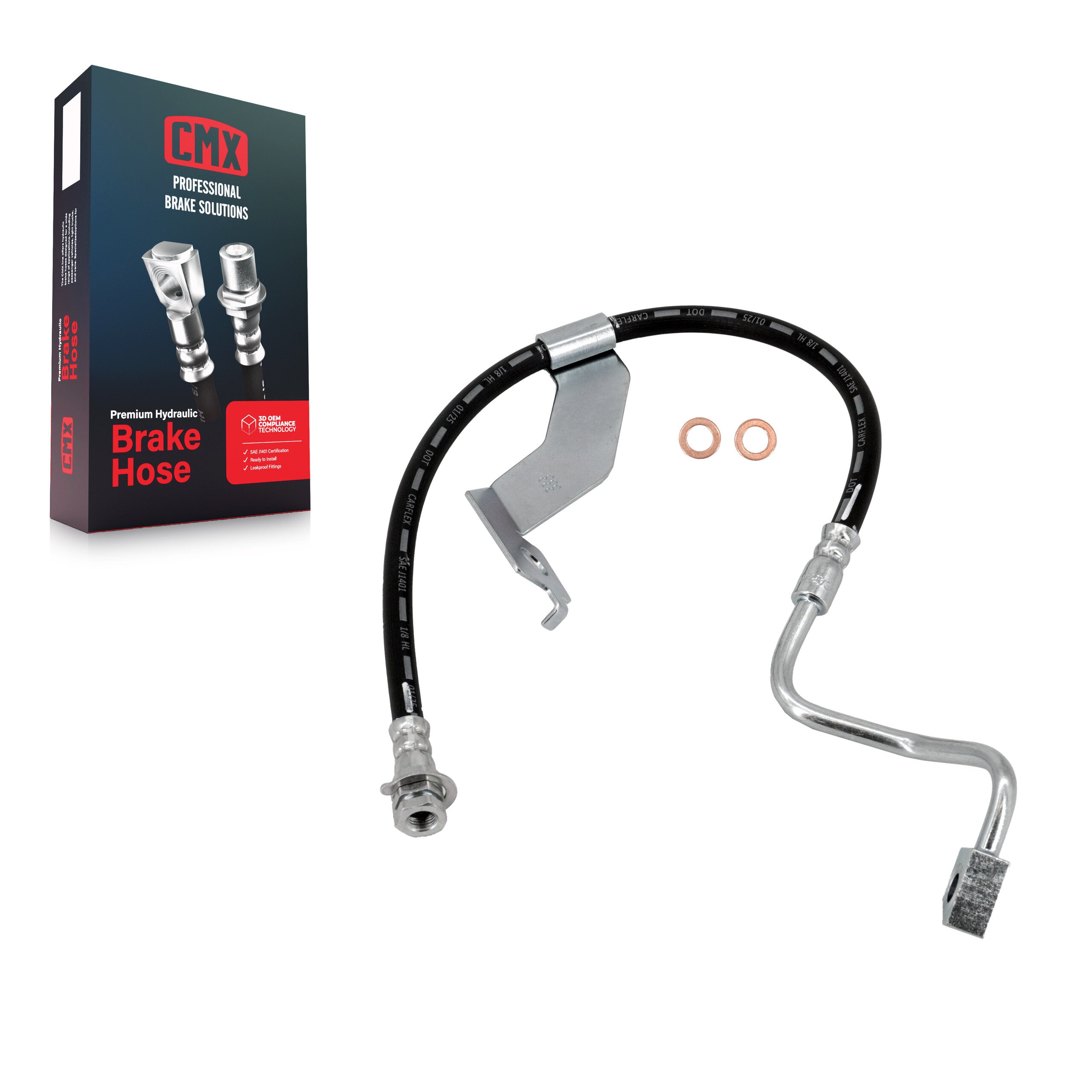 CMX 12-H621004 Brake Hydraulic Hose for 2007-2012 Ford F-250 Super Duty, Ford F-350 Super Duty - Front Left