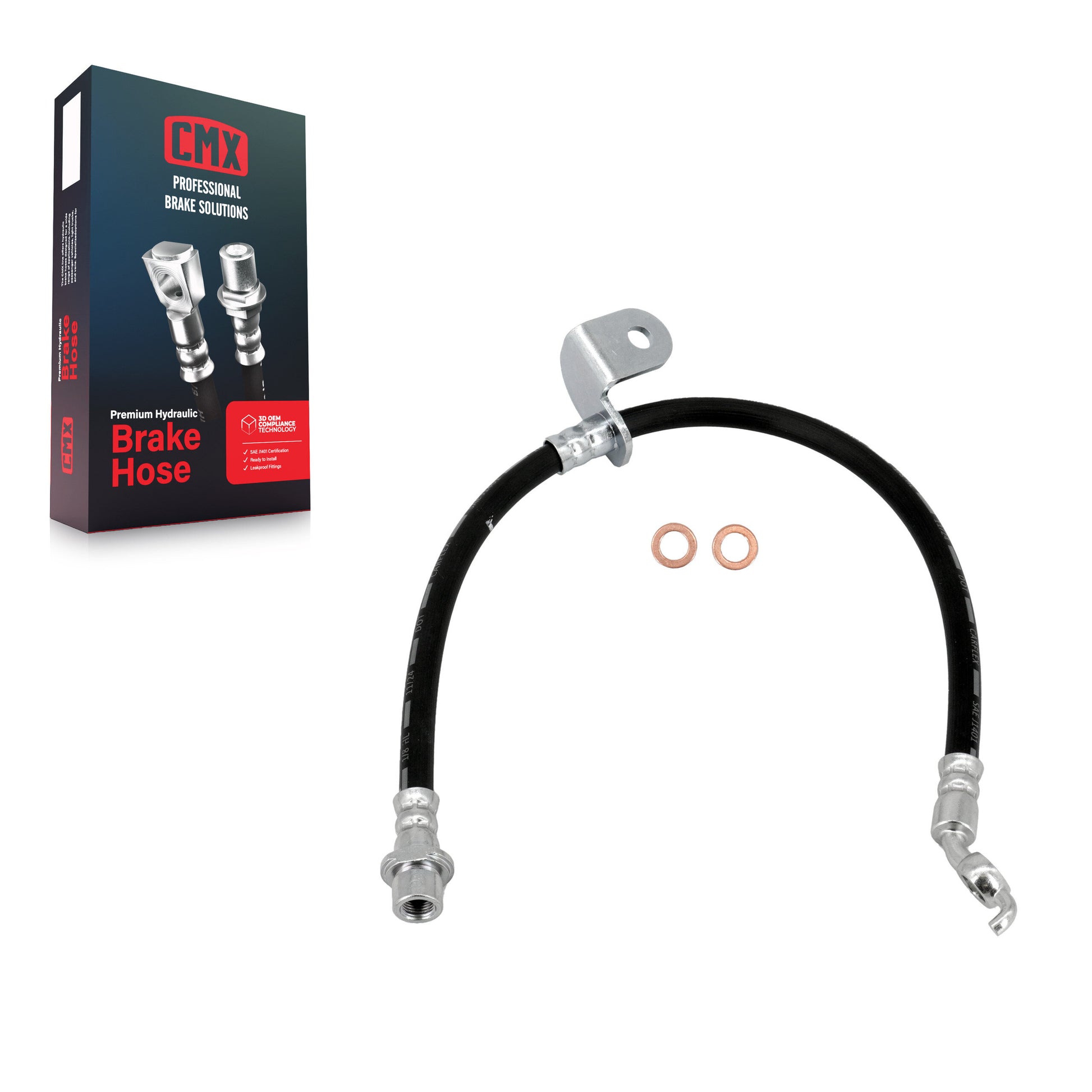 CMX 12-H621133 Brake Hydraulic Hose for 2008-2018 Toyota Corolla, Toyota Highlander, Pontiac Vibe - Rear Right, Front Right