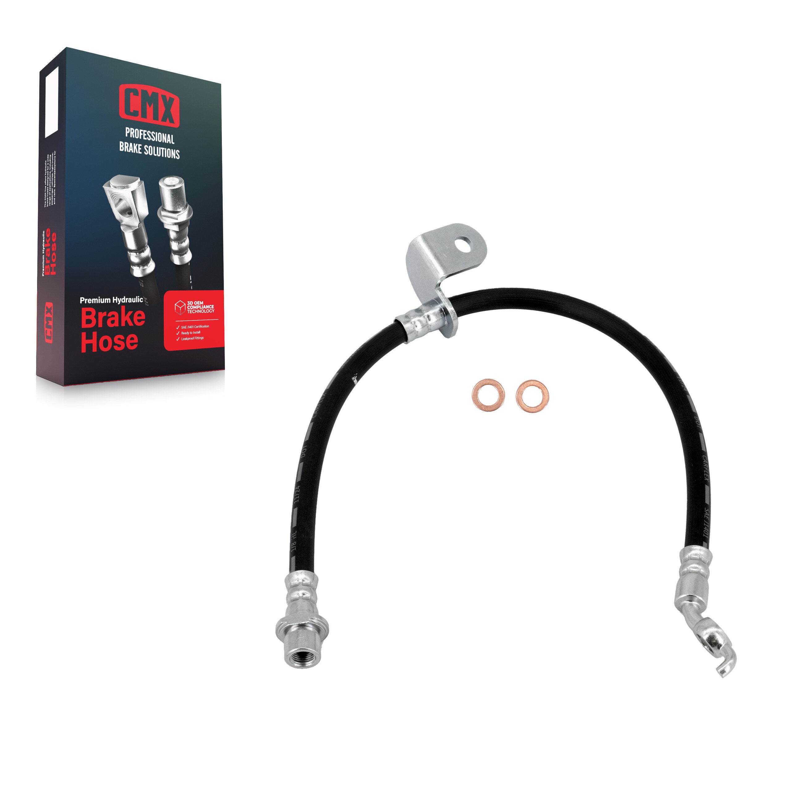CMX 12-H621133 Brake Hydraulic Hose for 2008-2018 Toyota Corolla, Toyota Highlander, Pontiac Vibe - Rear Right, Front Right