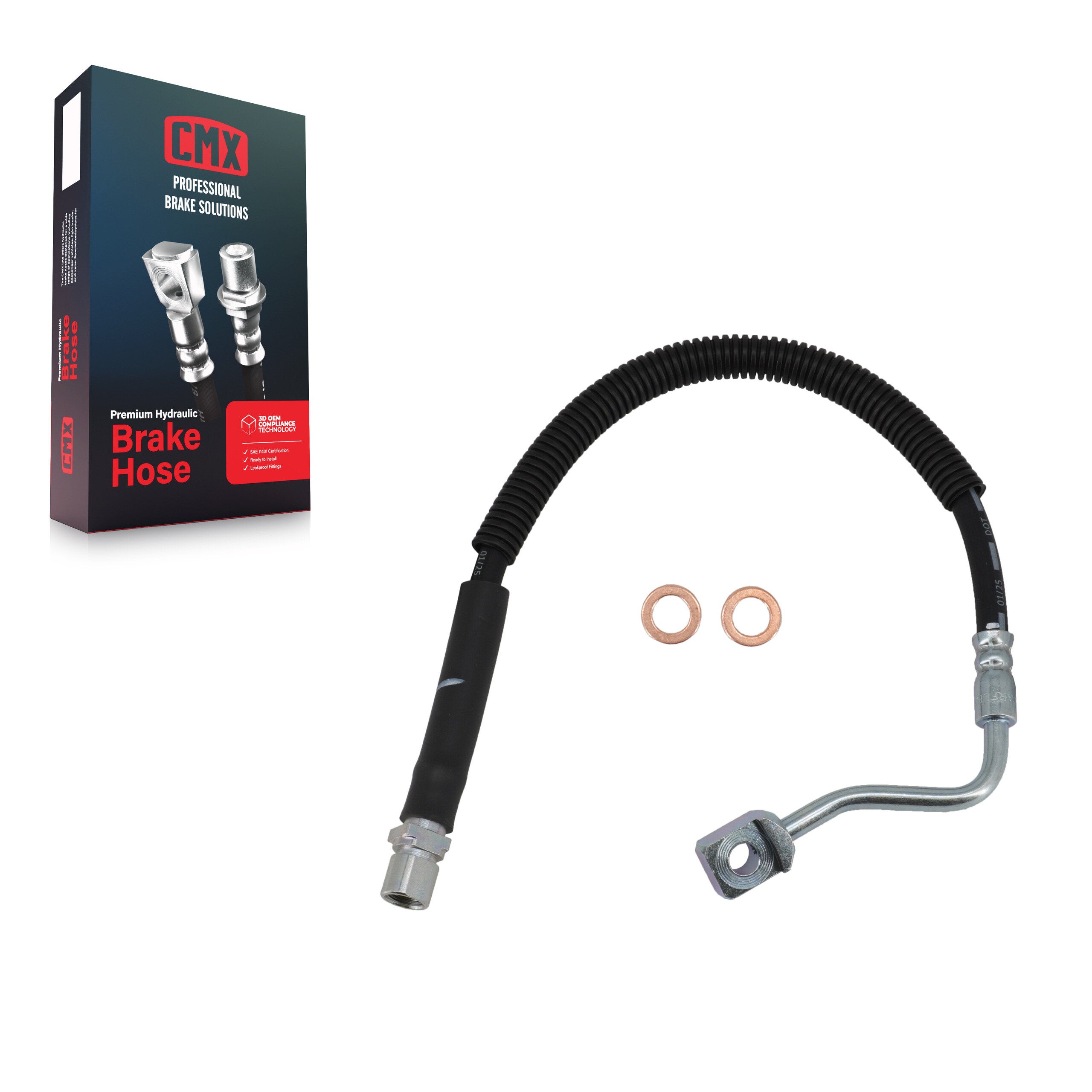 CMX 12-H621670 Brake Hydraulic Hose for 2006-2018 Chevrolet Express 2500, Chevrolet Express 3500, GMC Savana 2500 - Rear Left