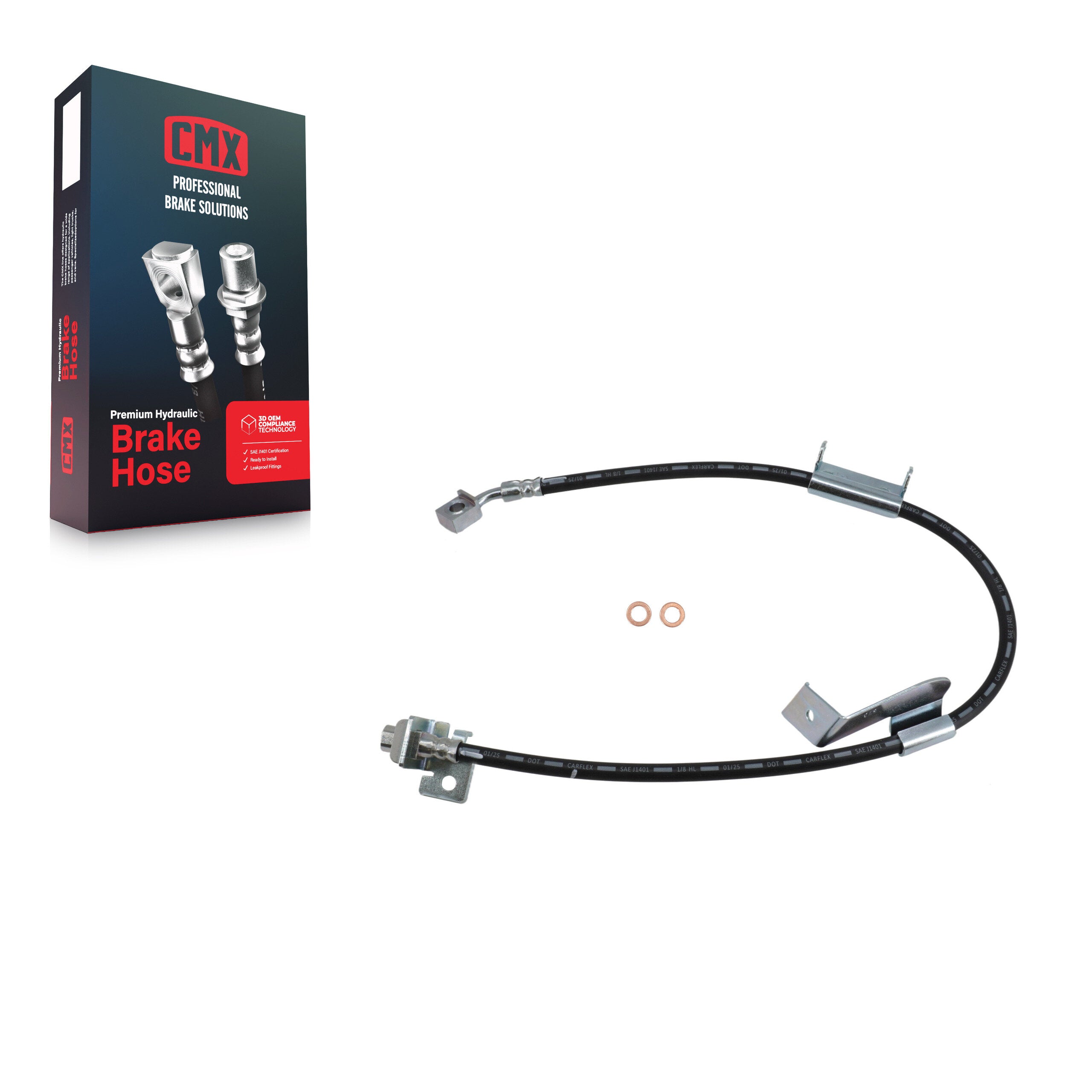 CMX 12-H621679 Brake Hydraulic Hose for 2003-2018 Chevrolet Express 4500, GMC Savana 4500, Chevrolet Express 2500 - Front Left