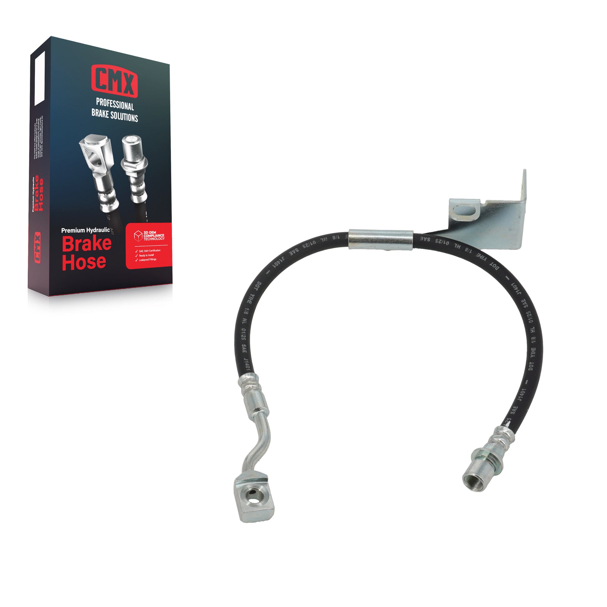 CMX 12-H621694 Brake Hydraulic Hose for 2011-2019 Chevrolet Silverado 2500 HD, Chevrolet Silverado 3500 HD, GMC Sierra 2500 HD - Front Left