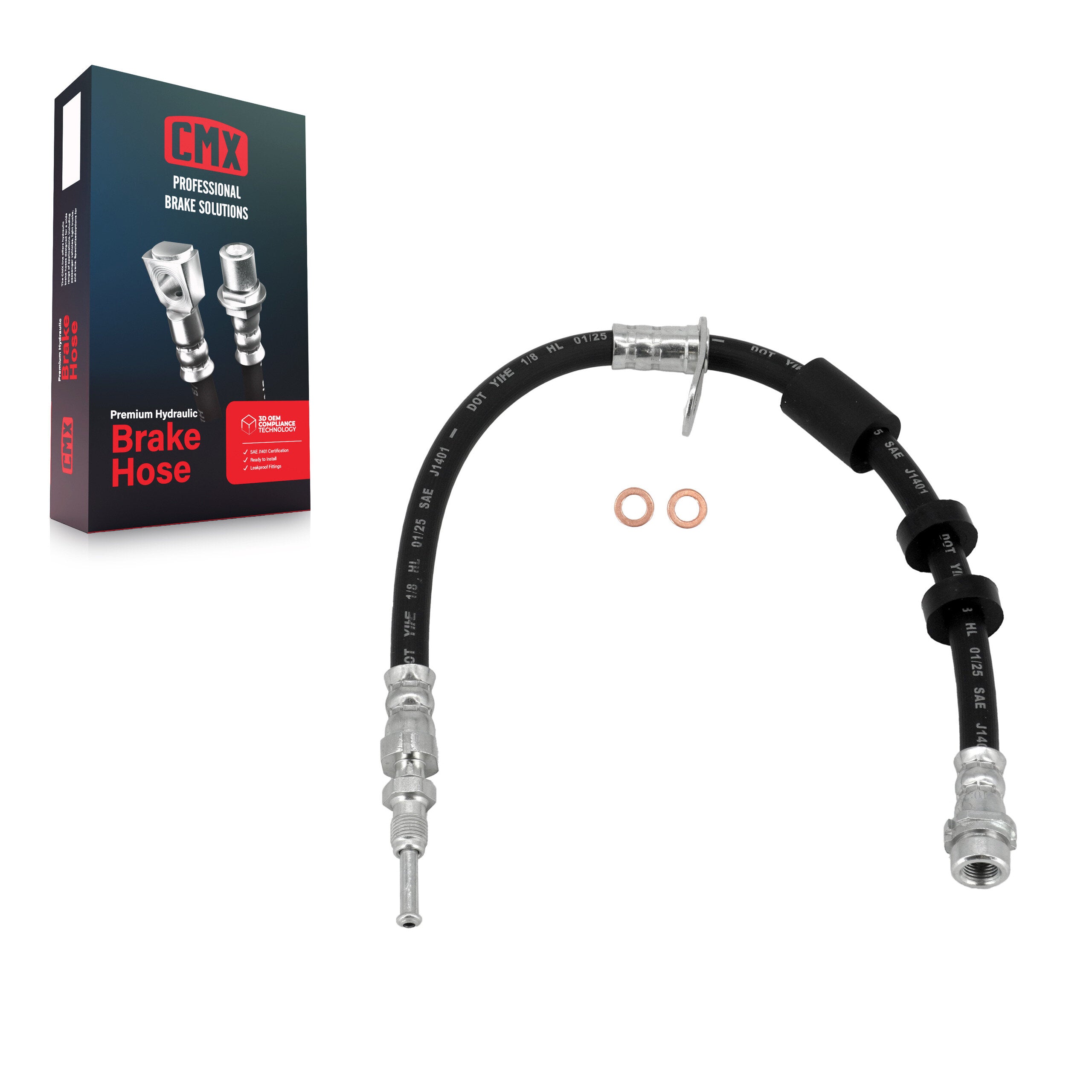 CMX 12-H621915 Brake Hydraulic Hose for 2012-2023 Ford Transit Connect, Ford C-Max, Ford Focus - Front