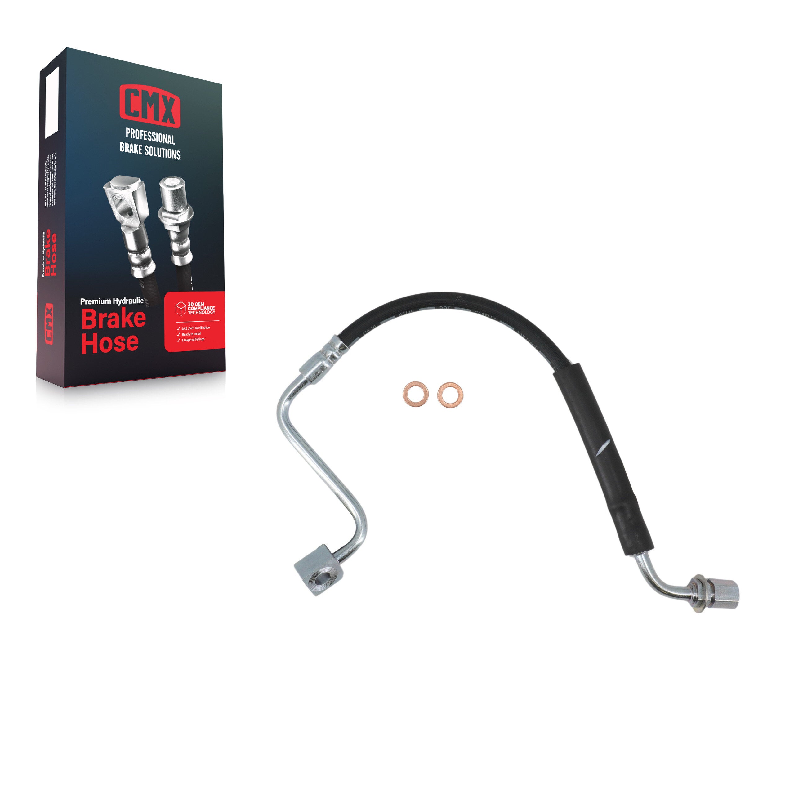 CMX 12-H622048 Brake Hydraulic Hose for 2013-2019 Ford Police Responder Hybrid, Lincoln MKT, Ford Special Service Police Sedan - Front Right