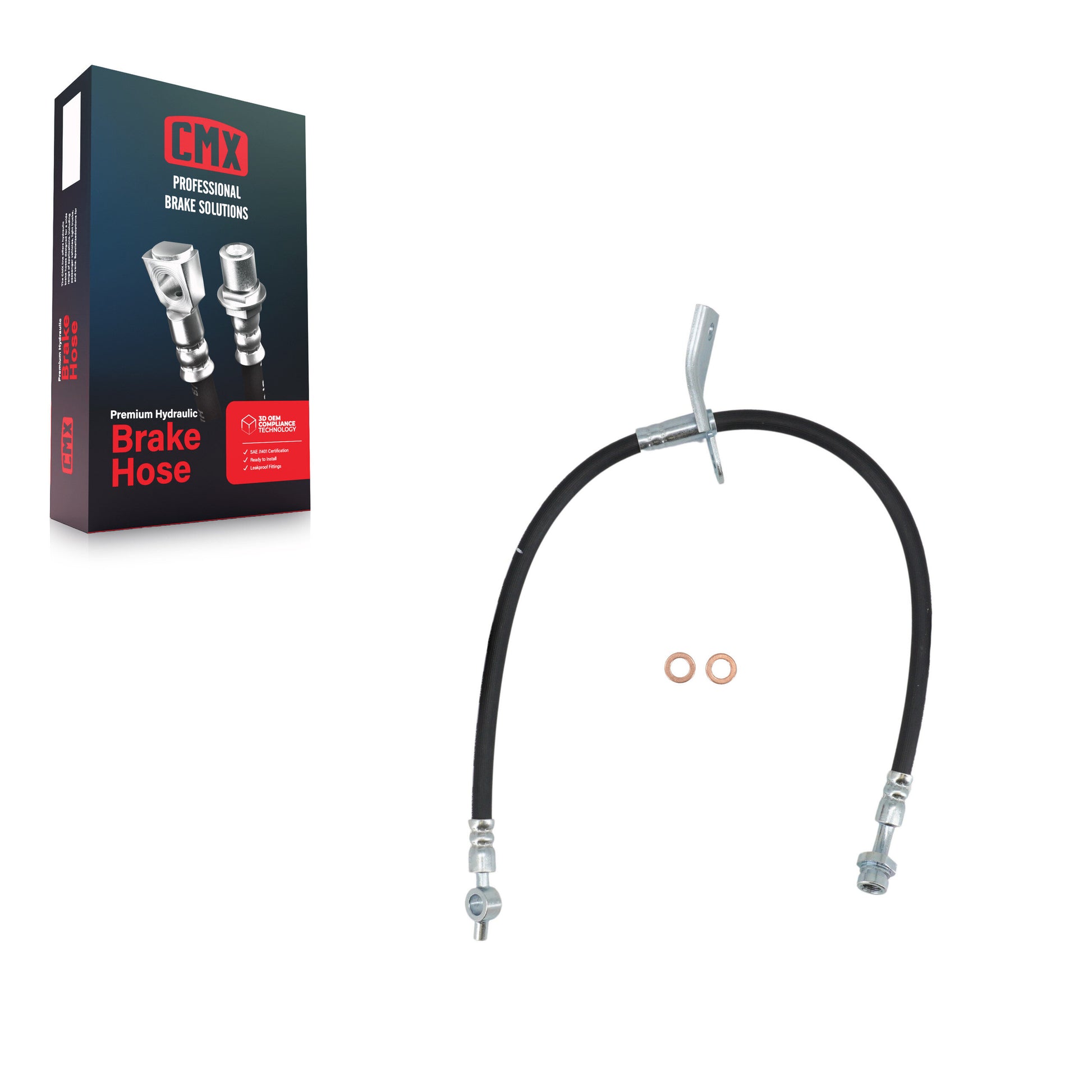CMX 12-H622263 Brake Hydraulic Hose for 2013-2019 Hyundai Elantra, Hyundai Veloster, Hyundai Elantra Coupe - Front Left