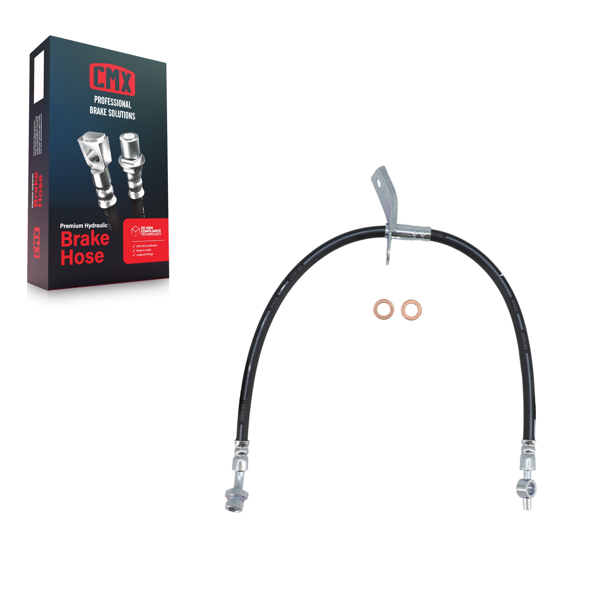 CMX 12-H622264 Brake Hydraulic Hose for 2013-2019 Hyundai Elantra, Hyundai Veloster, Hyundai Elantra Coupe - Front Right