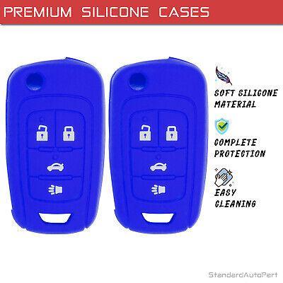 Cache-clé en silicone pour Chevy Cruze Equinox Impala Malibu Sonic Allure Lacrosse Regal Verano Encore Terrain OHT01060512 13504200 (4 boutons - double bleu)