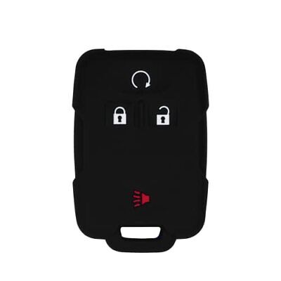 Silicone Key Cover for Remote for GMC Sierra Canyon Silverado Colorado 2014-2021 M3N-32337100 22859397 (4 Button - Double Black)