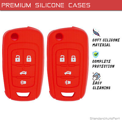 Cache-clé en silicone pour Chevy Cruze Equinox Impala Malibu Sonic Allure Lacrosse Regal Verano Encore Terrain OHT01060512 13504200 (4 Boutons - Double Rouge)