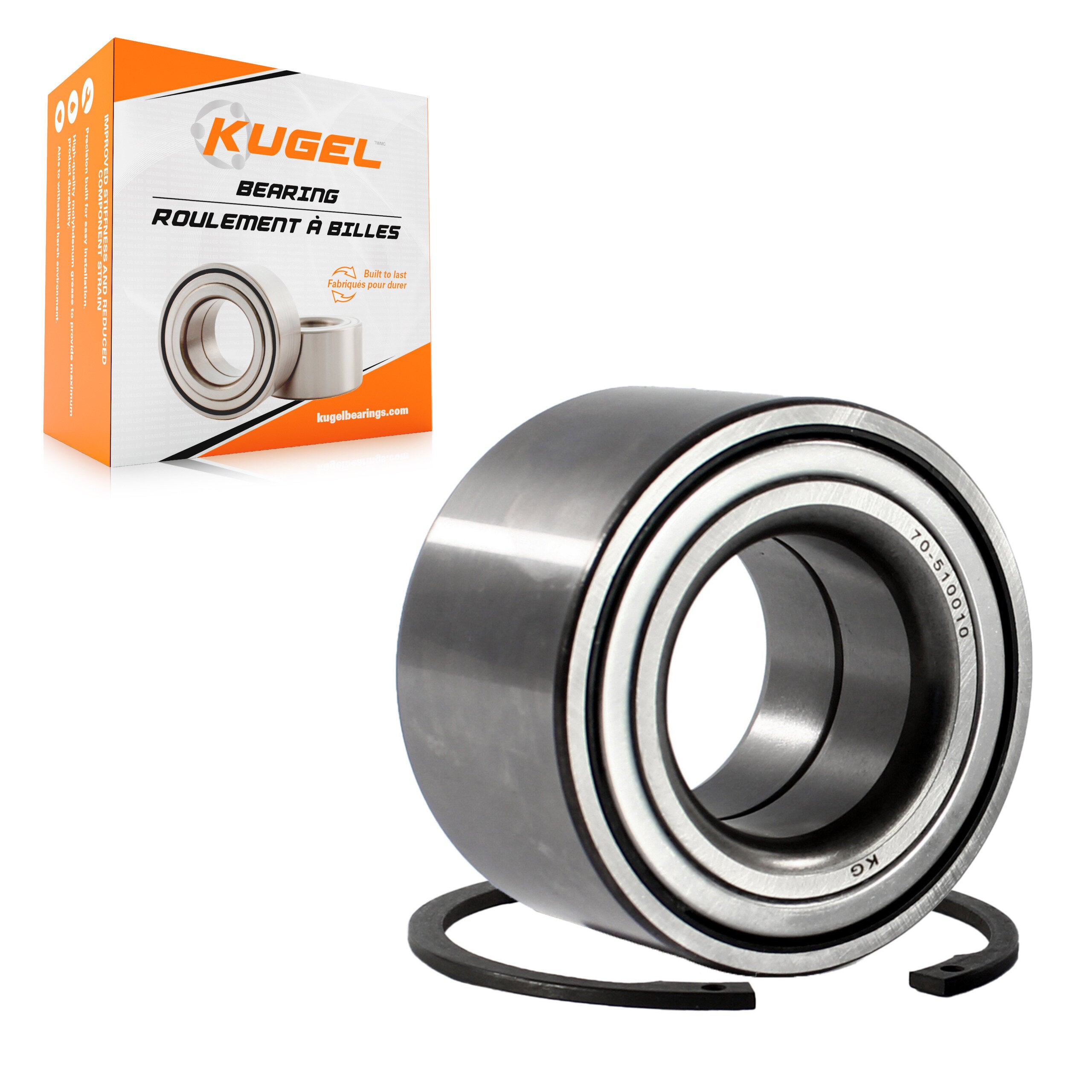 Kugel 70-510010 Wheel Bearing for 1986-2015 Lincoln MKZ, Ford Fusion, Mercury Milan - Rear, Front, Front Inner