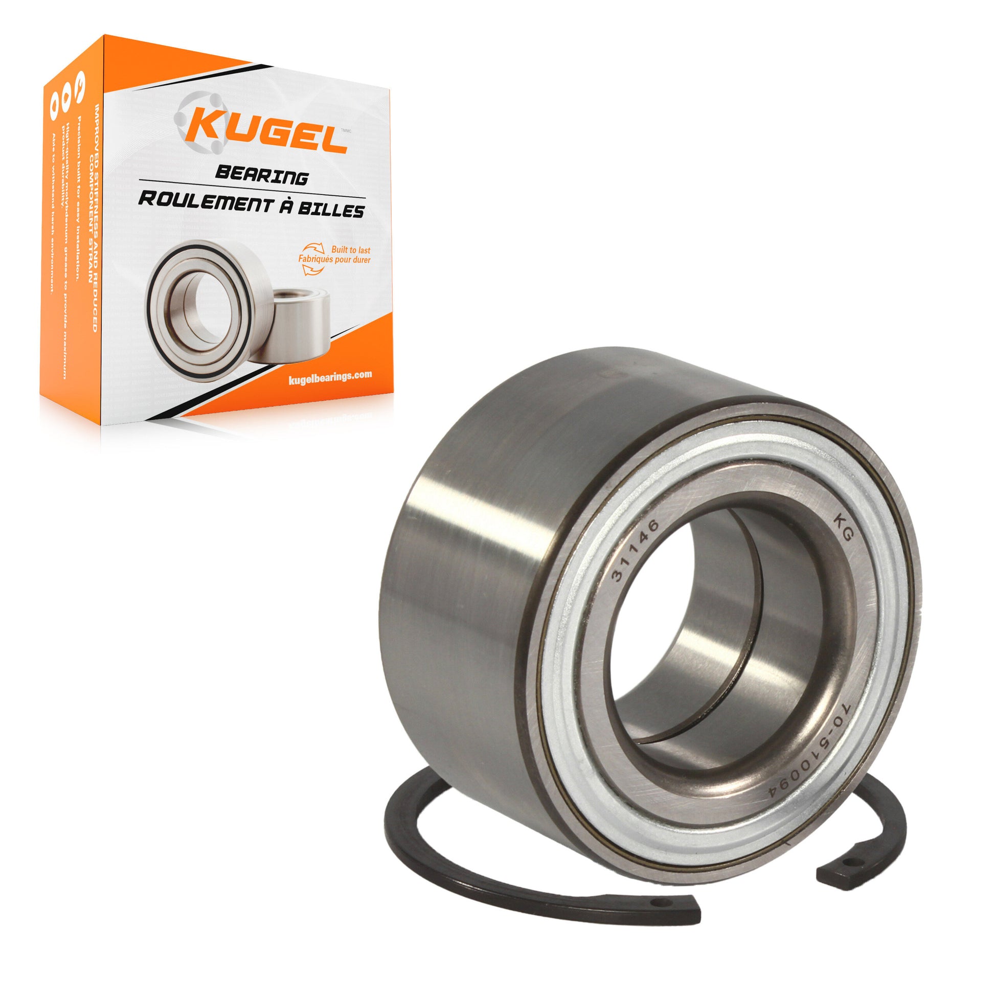 Kugel 70-510094 Wheel Bearing for 2006-2020 Toyota Prius AWD-e, Toyota Prius Prime, Toyota Prius V - Front