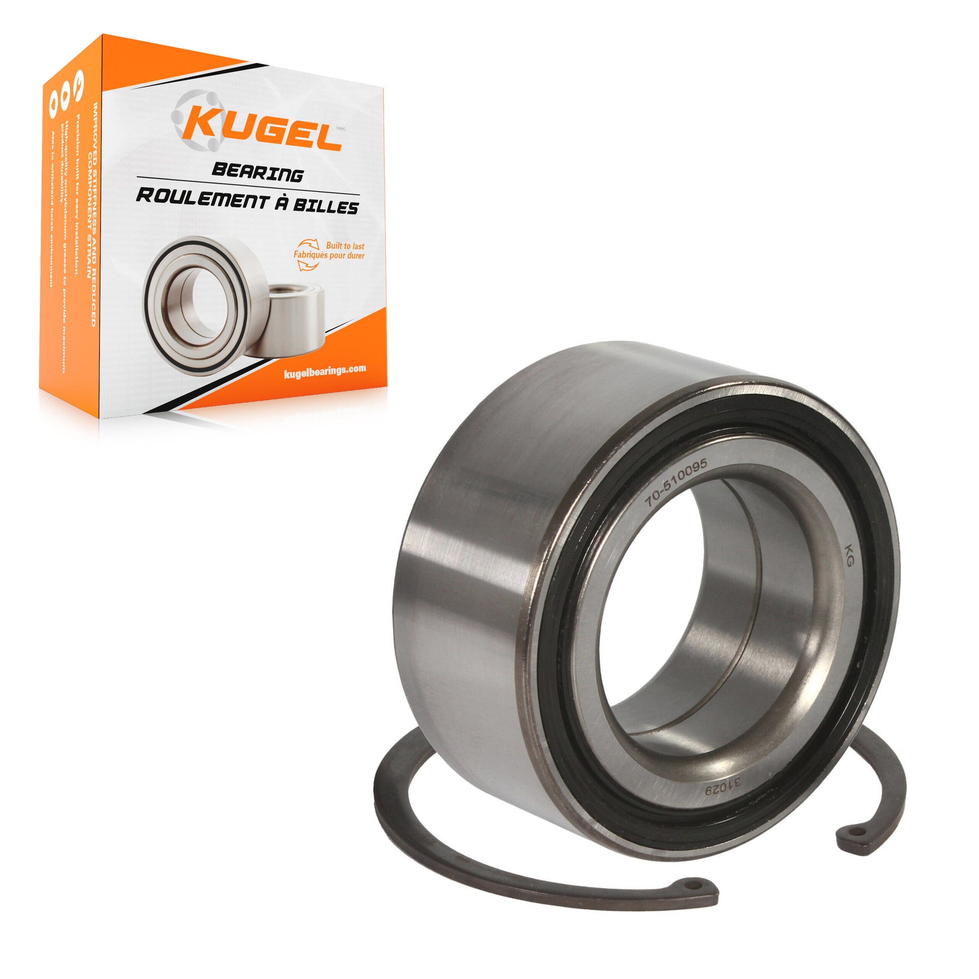 Kugel 70-510095 Wheel Bearing for 2008-2015 Honda Crosstour, Honda Accord Crosstour, Acura TL - Front