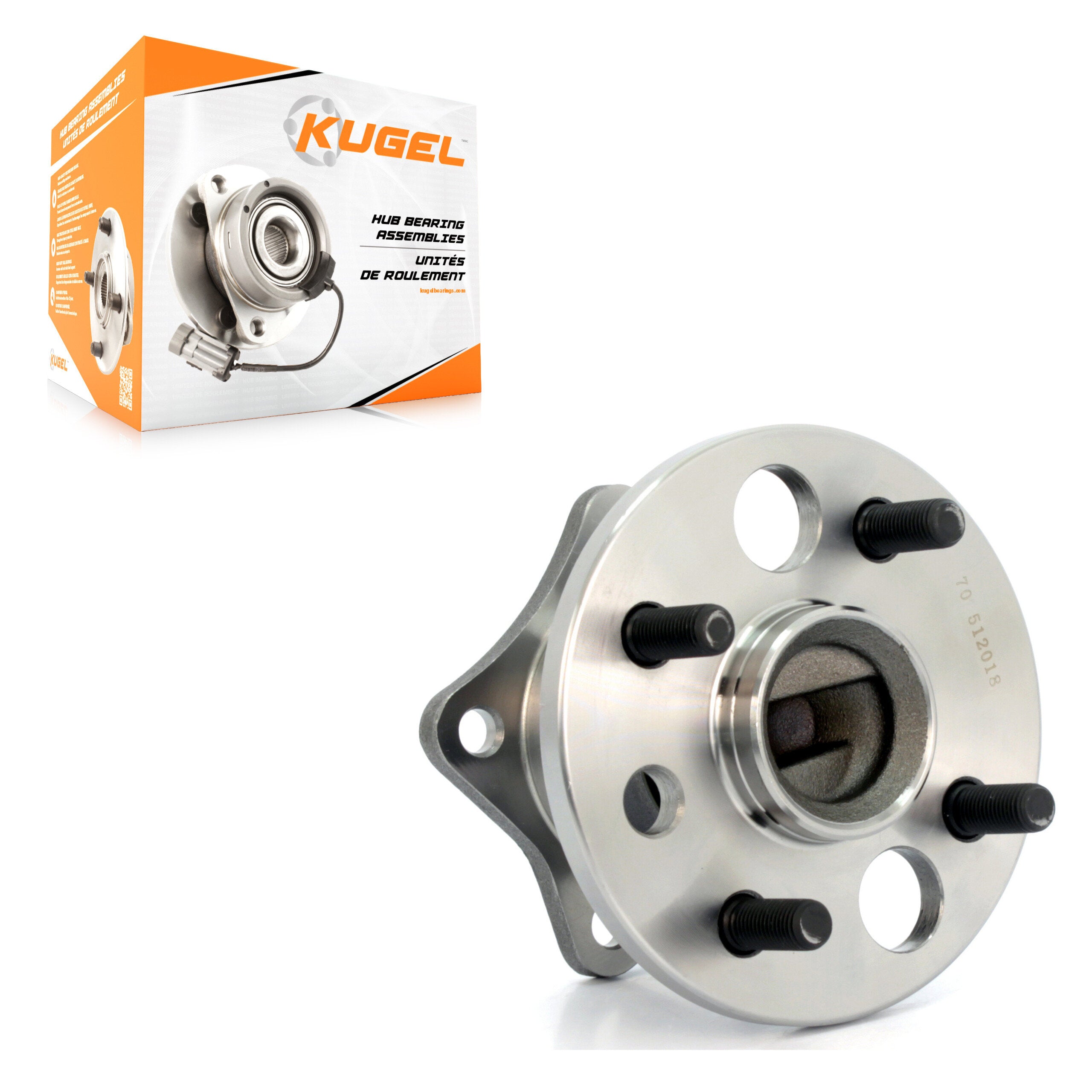 Kugel 70-512018 Wheel Bearing and Hub Assembly for 1993-2002 Chevrolet Prizm, Geo Prizm, Toyota Corolla - Rear