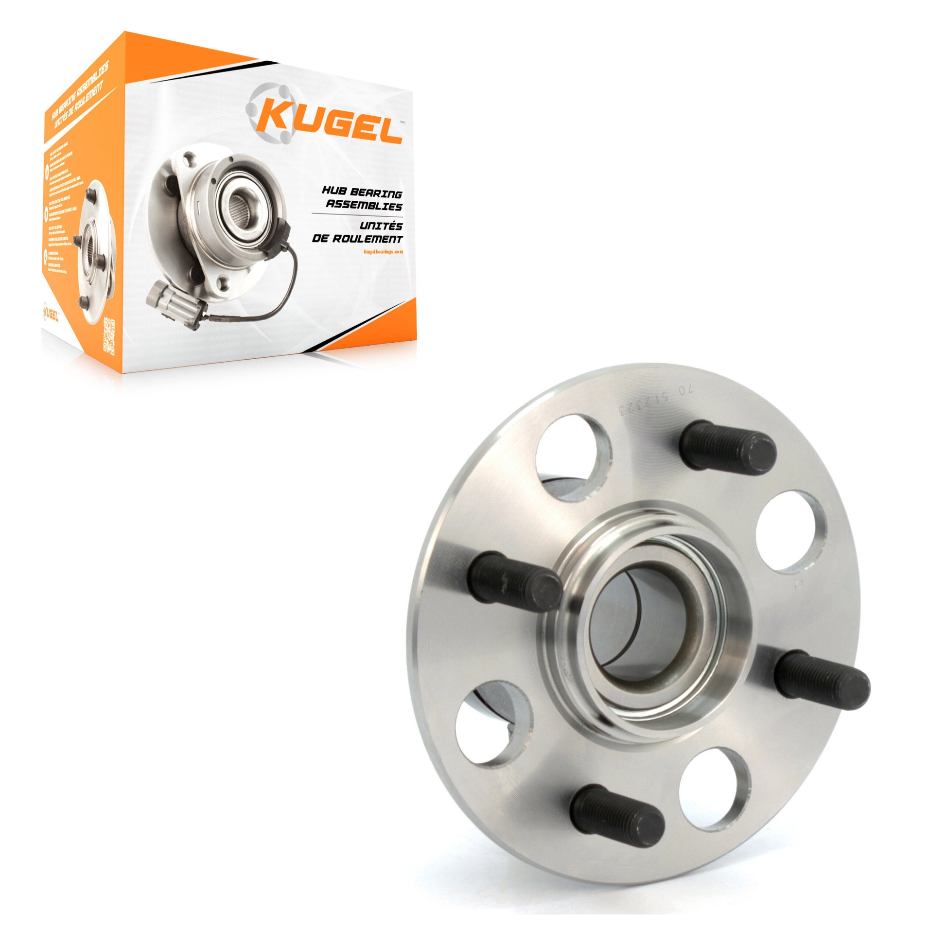 Kugel 70-512323 Wheel Bearing and Hub Assembly for 2007-2014 Honda Fit, Honda Insight - Rear