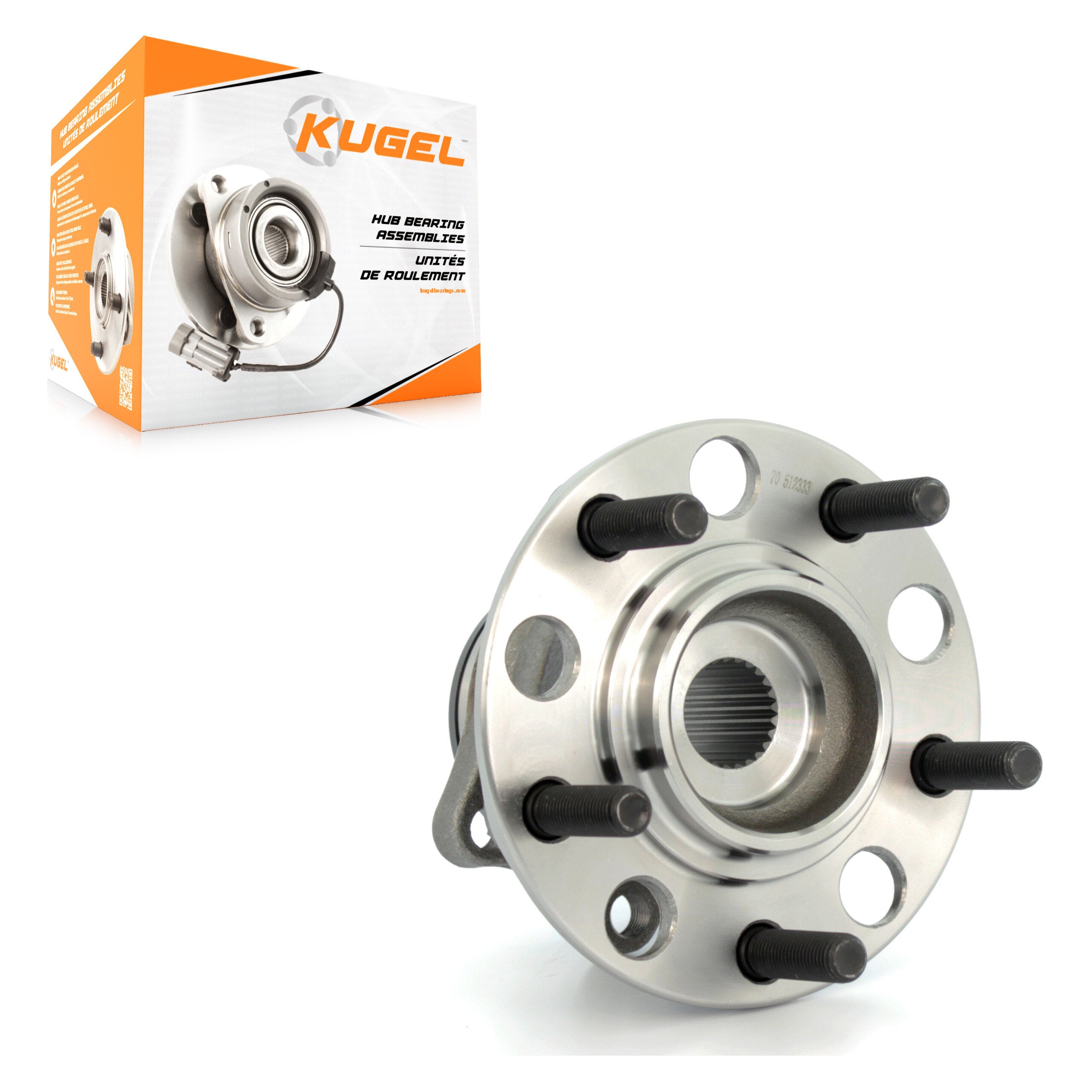 Kugel 70-512333 Wheel Bearing and Hub Assembly for 2007-2017 Jeep Compass, Dodge Caliber, Jeep Patriot - Rear