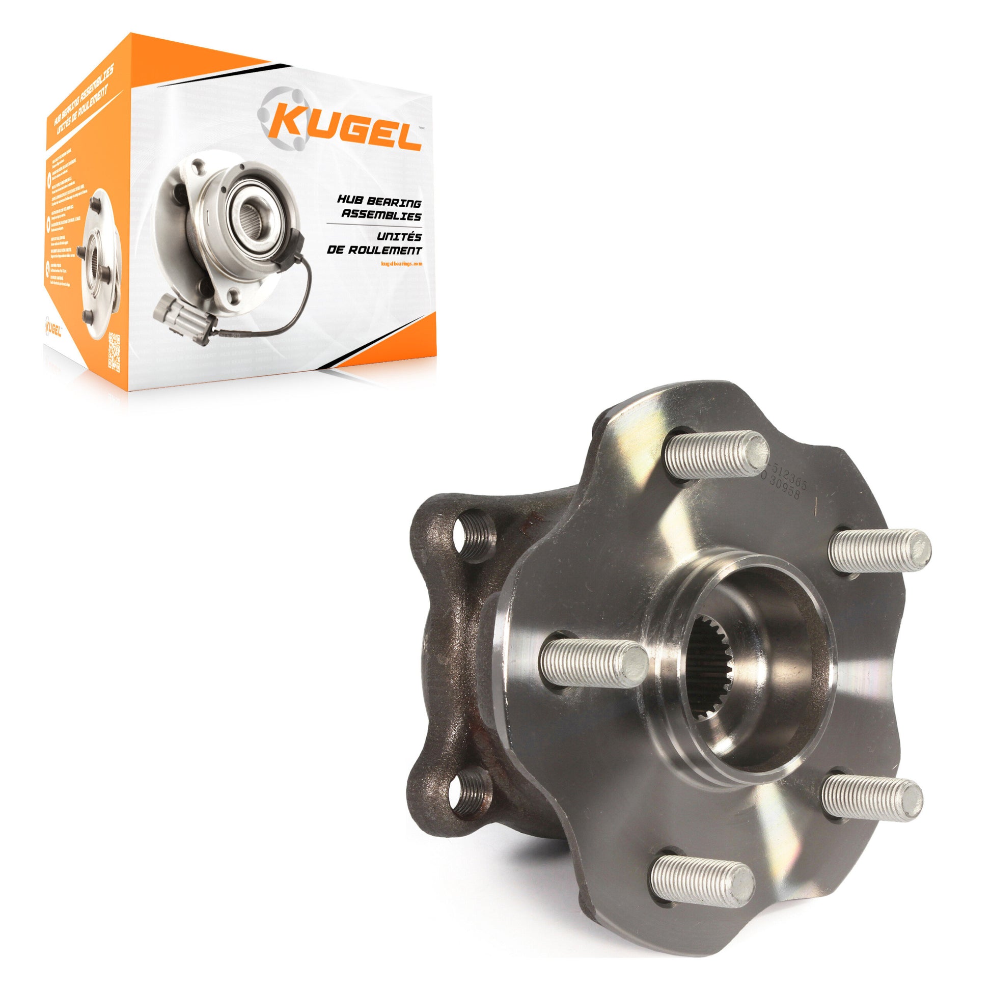 Kugel 70-512365 Wheel Bearing and Hub Assembly for 2010-2023 Toyota Sienna, Lexus RX350L, Lexus RX450hL - Rear