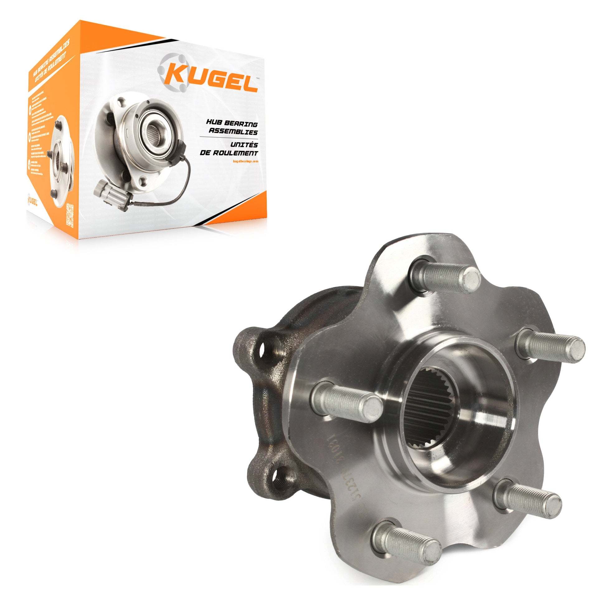 Kugel 70-512379 Wheel Bearing and Hub Assembly for 2007-2024 Nissan Z, INFINITI Q60, INFINITI Q40 - Rear