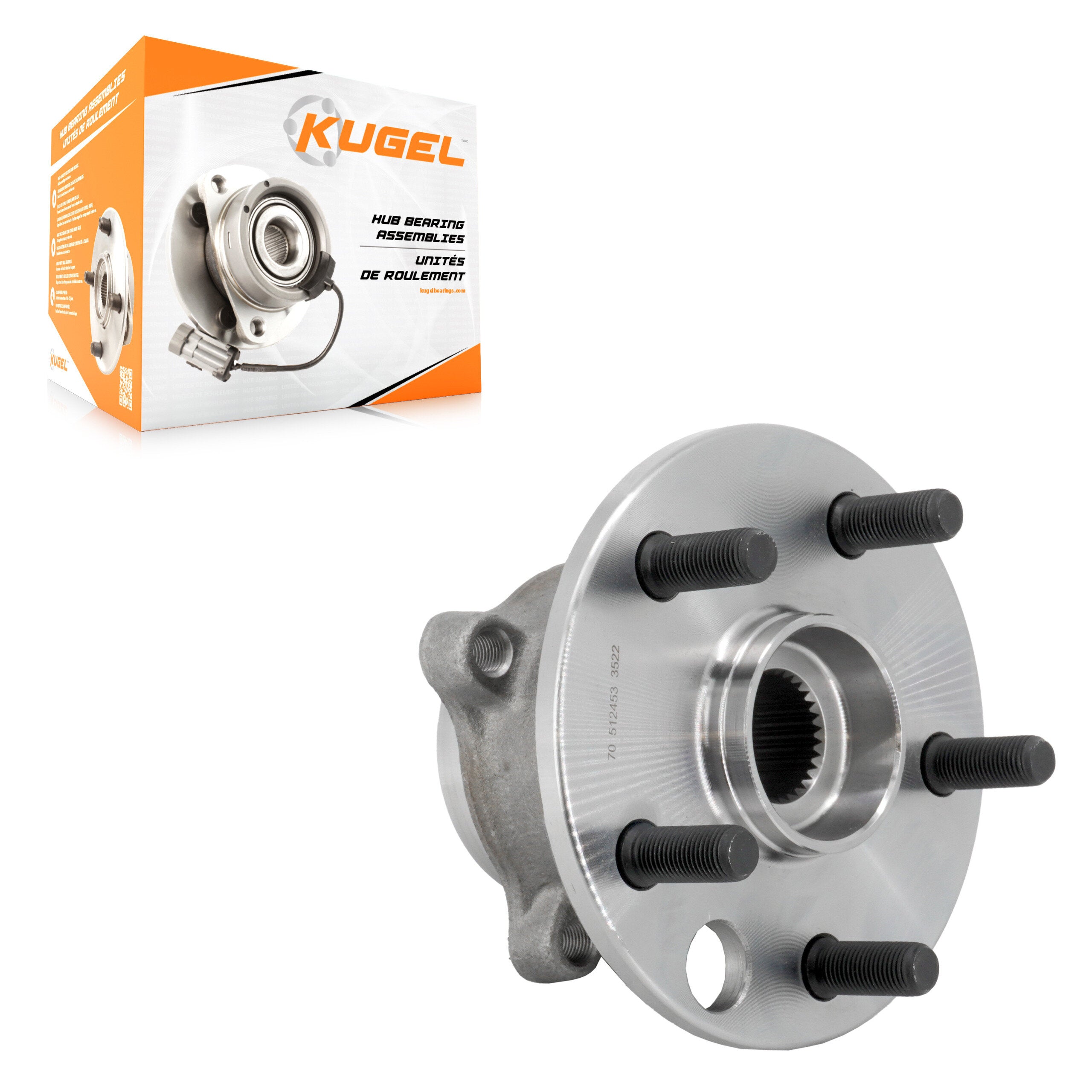 Kugel 70-512453 Wheel Bearing and Hub Assembly for 2007-2024 Toyota Mirai, Lexus LC500, Lexus LC500h - Rear
