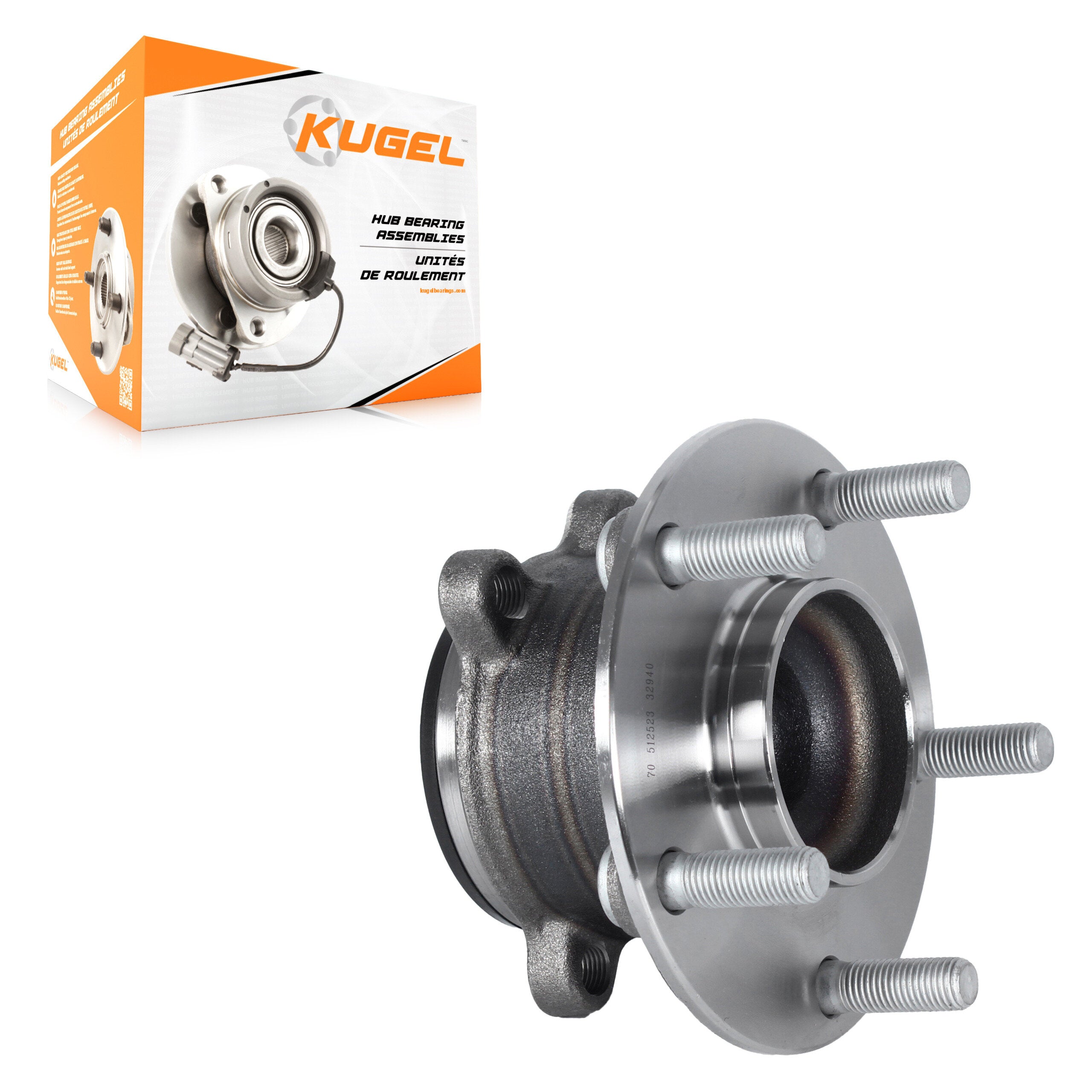 Kugel 70-512523 Wheel Bearing and Hub Assembly for 2014-2018 Mazda 3, Mazda 3 Sport - Rear
