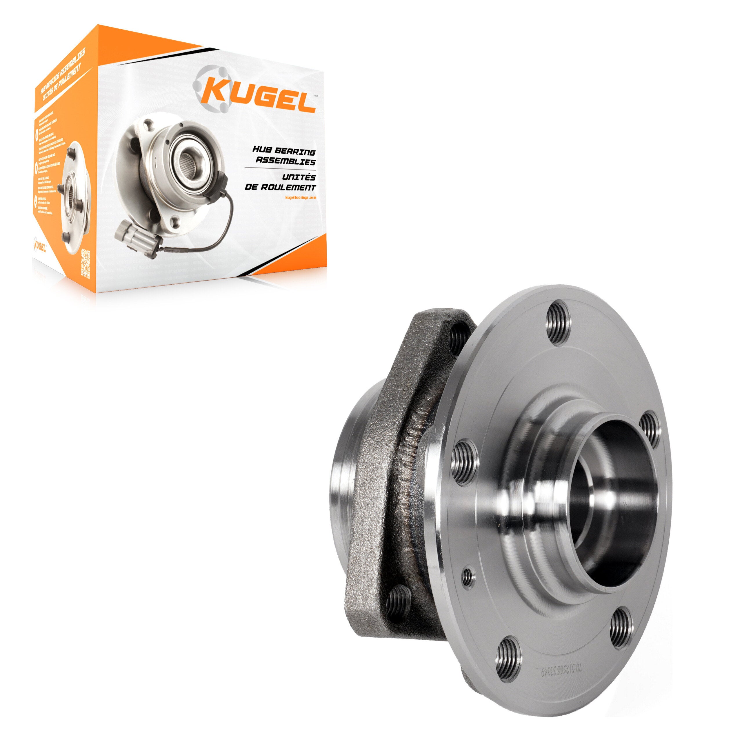 Kugel 70-512566 Wheel Bearing and Hub Assembly for 2015-2023 Audi RS3, Audi A3 Quattro, Volkswagen Golf Alltrack - Rear, Front
