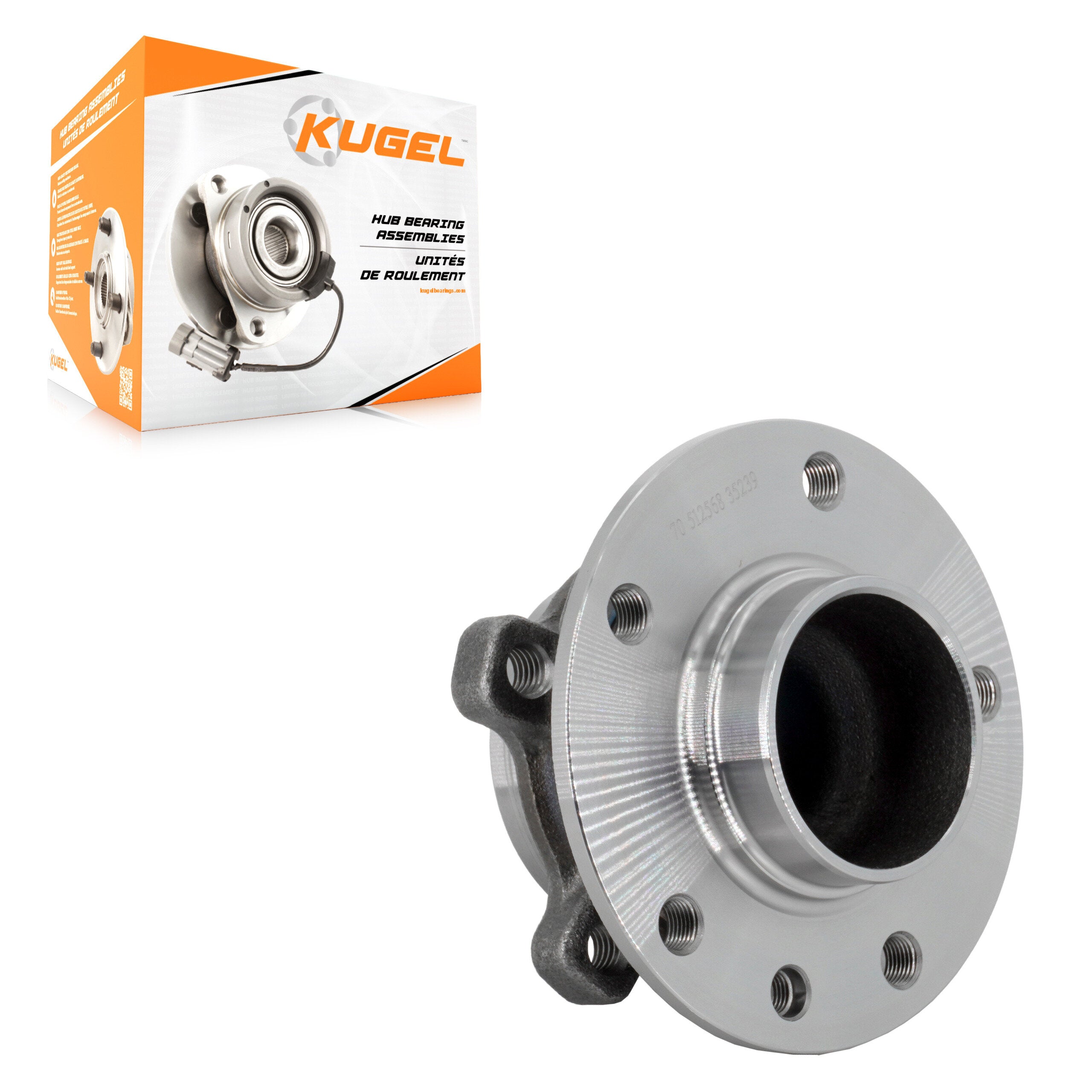 Kugel 70-512568 Wheel Bearing and Hub Assembly for 2015-2022 Jeep Compass, Fiat 500X, Jeep Renegade - Rear