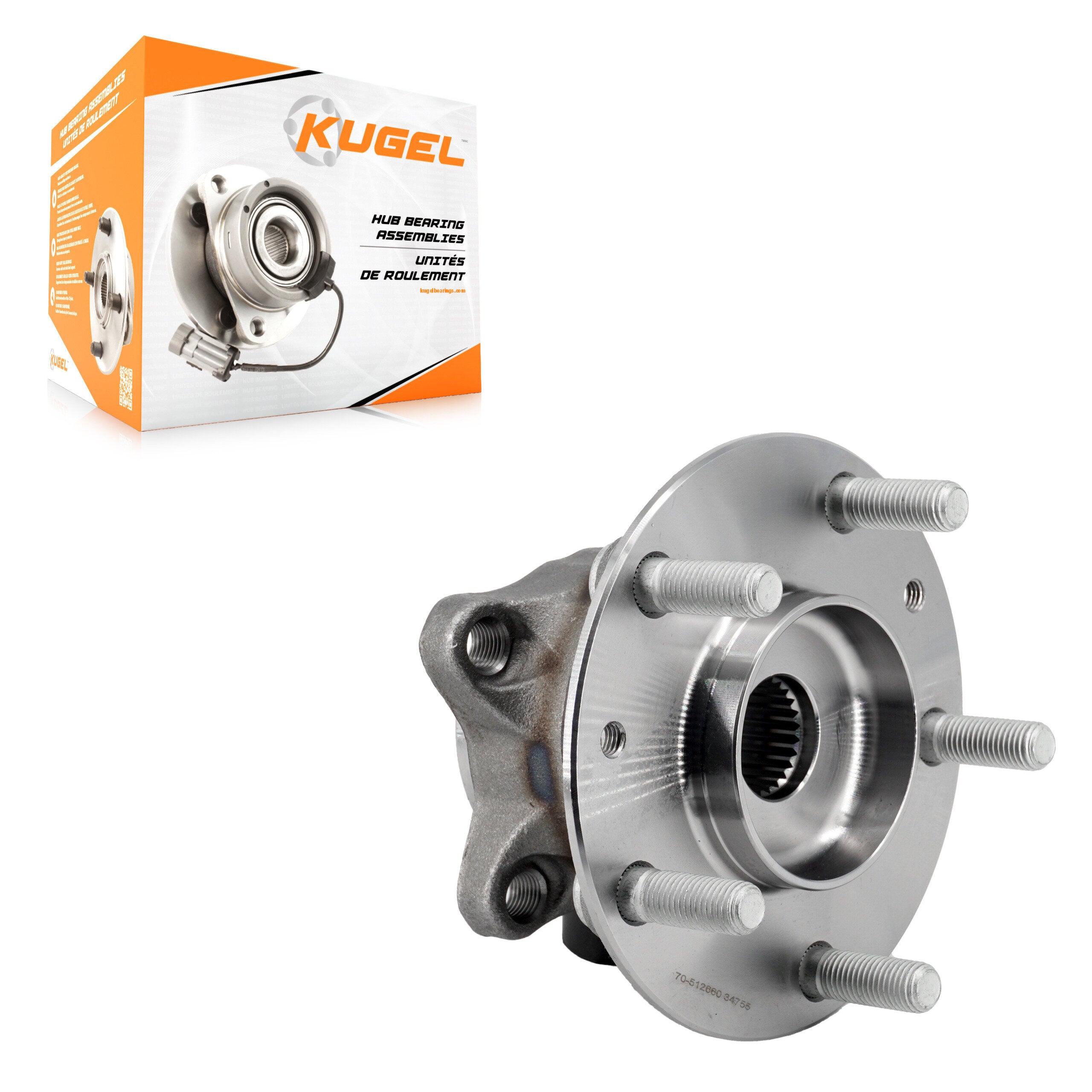 Kugel 70-512660 Wheel Bearing and Hub Assembly for 2016-2021 Mazda CX-3 - Rear