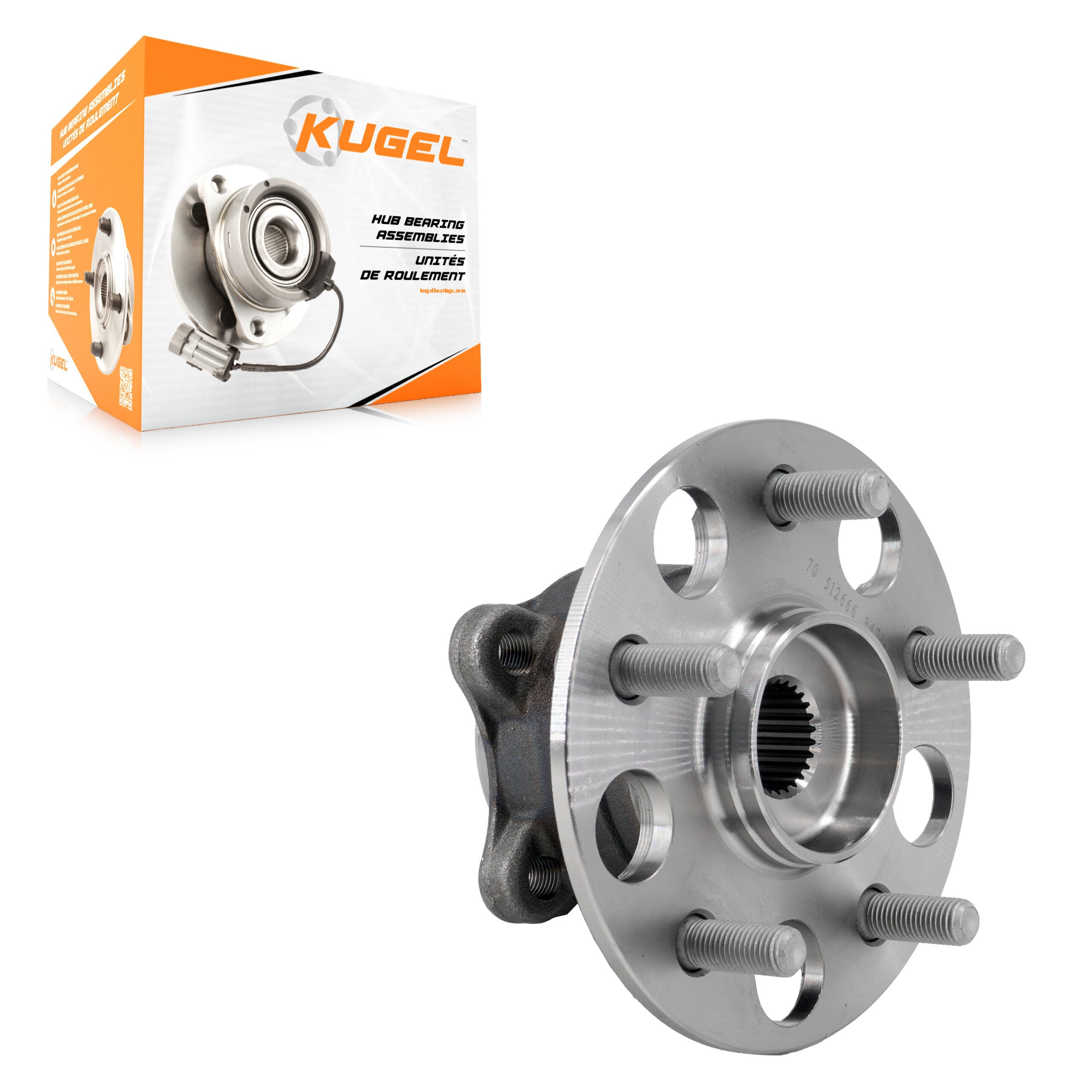 Kugel 70-512666 Wheel Bearing and Hub Assembly for 2018-2024 Toyota Corolla Cross, Lexus ES250, Toyota Avalon - Rear