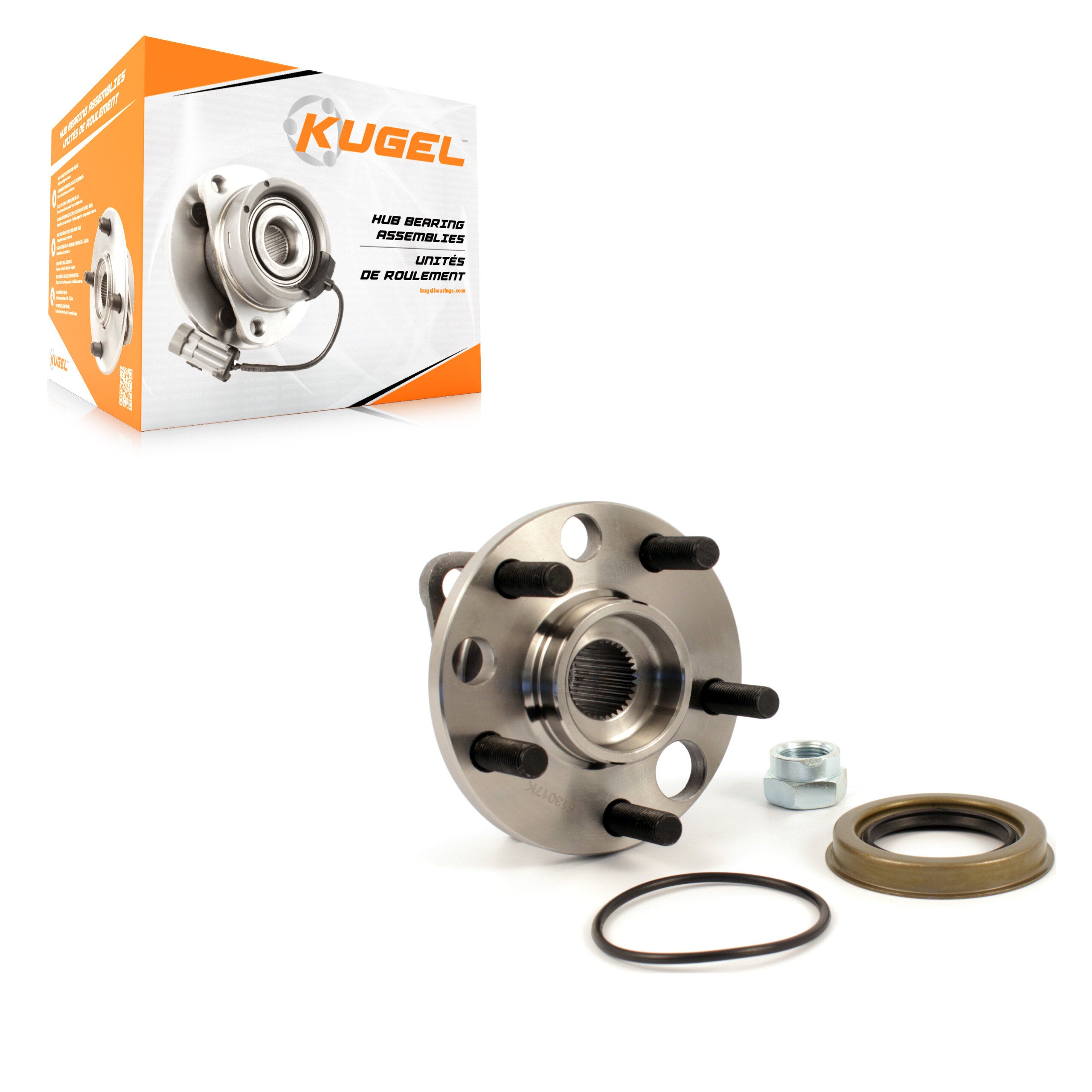 Kugel 70-513017K Wheel Bearing and Hub Assembly for 1984-2005 Pontiac Sunfire, Oldsmobile Achieva, Oldsmobile Cutlass Calais - Front