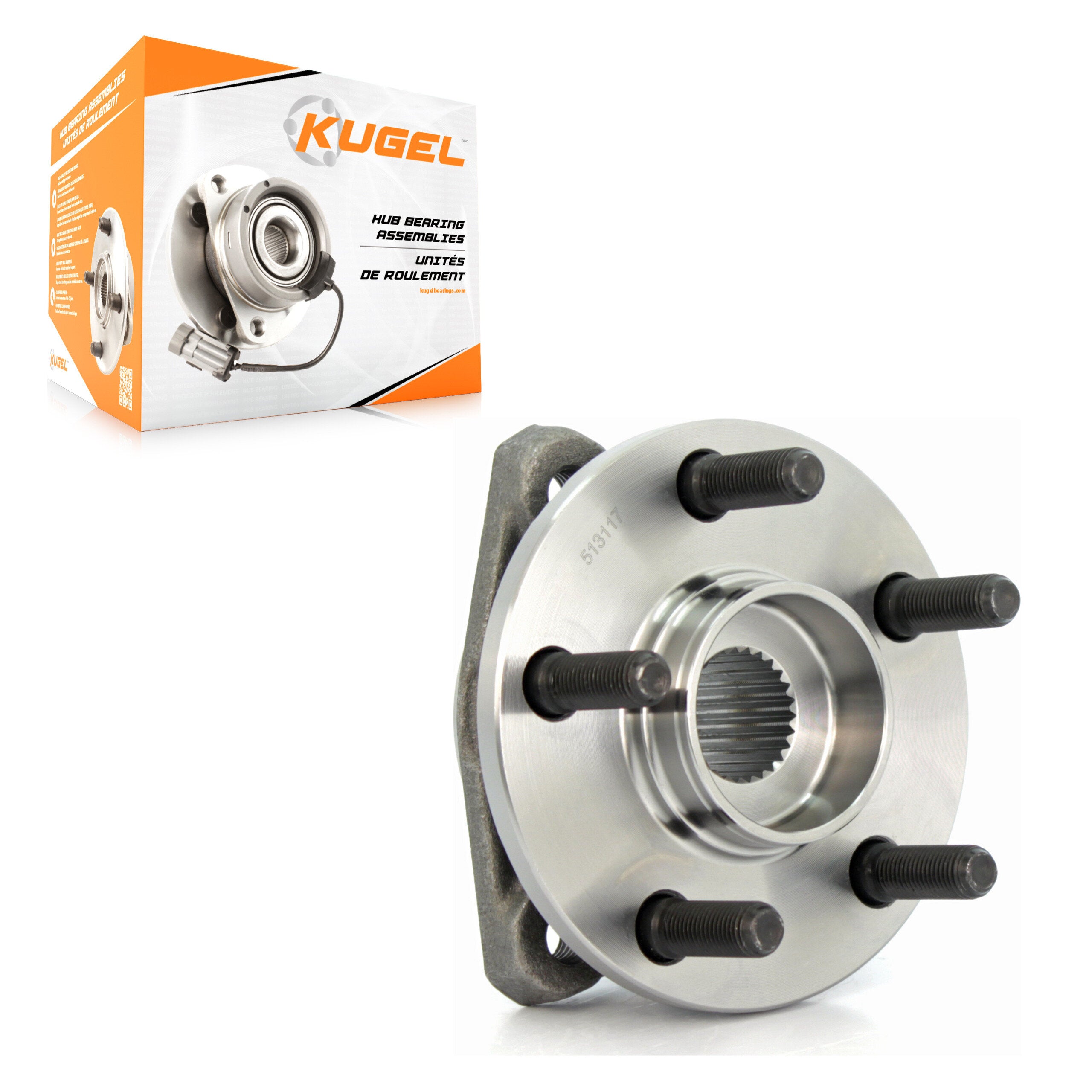 Kugel 70-513117 Wheel Bearing and Hub Assembly for 1995-2006 Chrysler Sebring, Dodge Stratus, Plymouth Breeze - Front