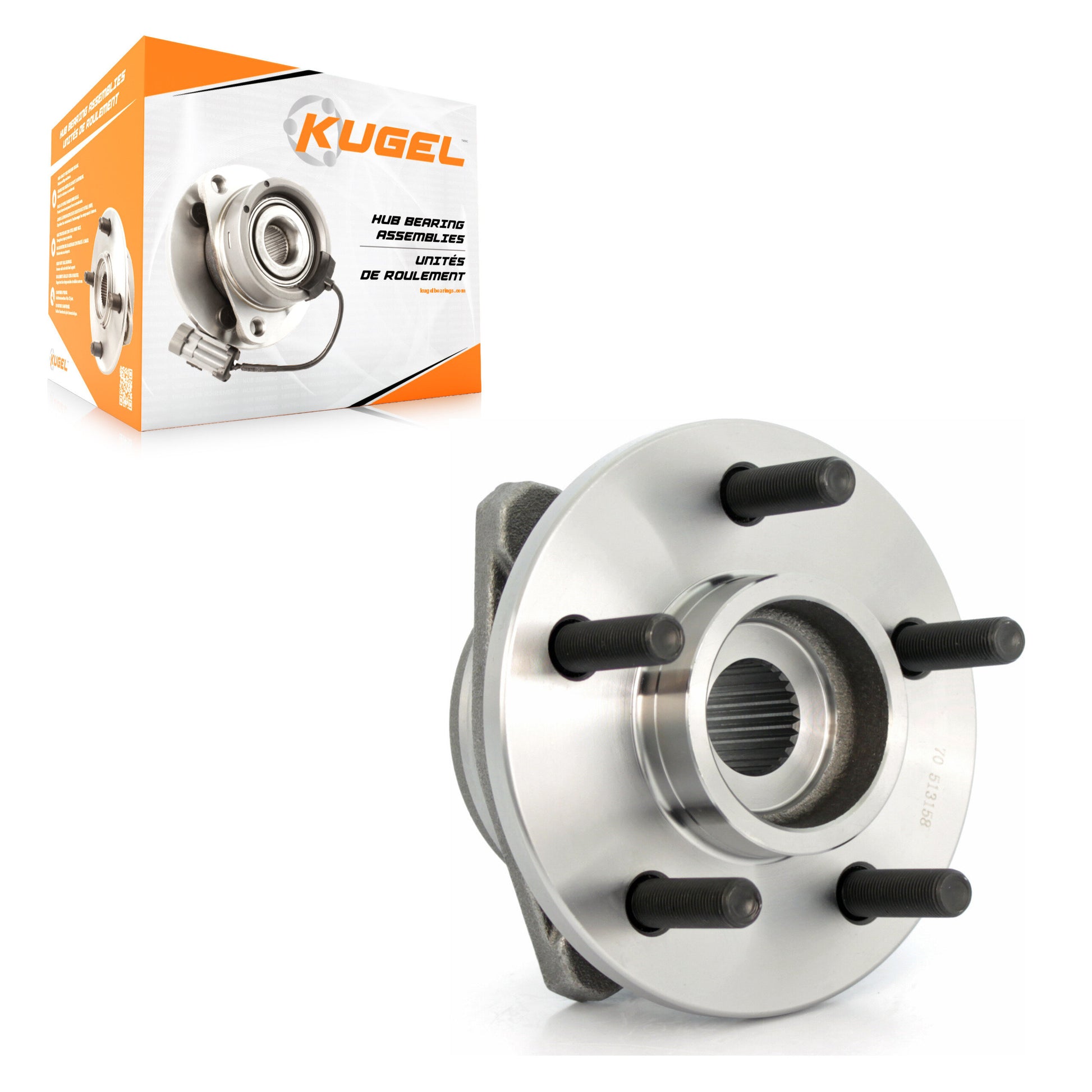 Kugel 70-513158 Wheel Bearing and Hub Assembly for 1999-2006 Jeep Cherokee, Jeep TJ, Jeep Wrangler - Front