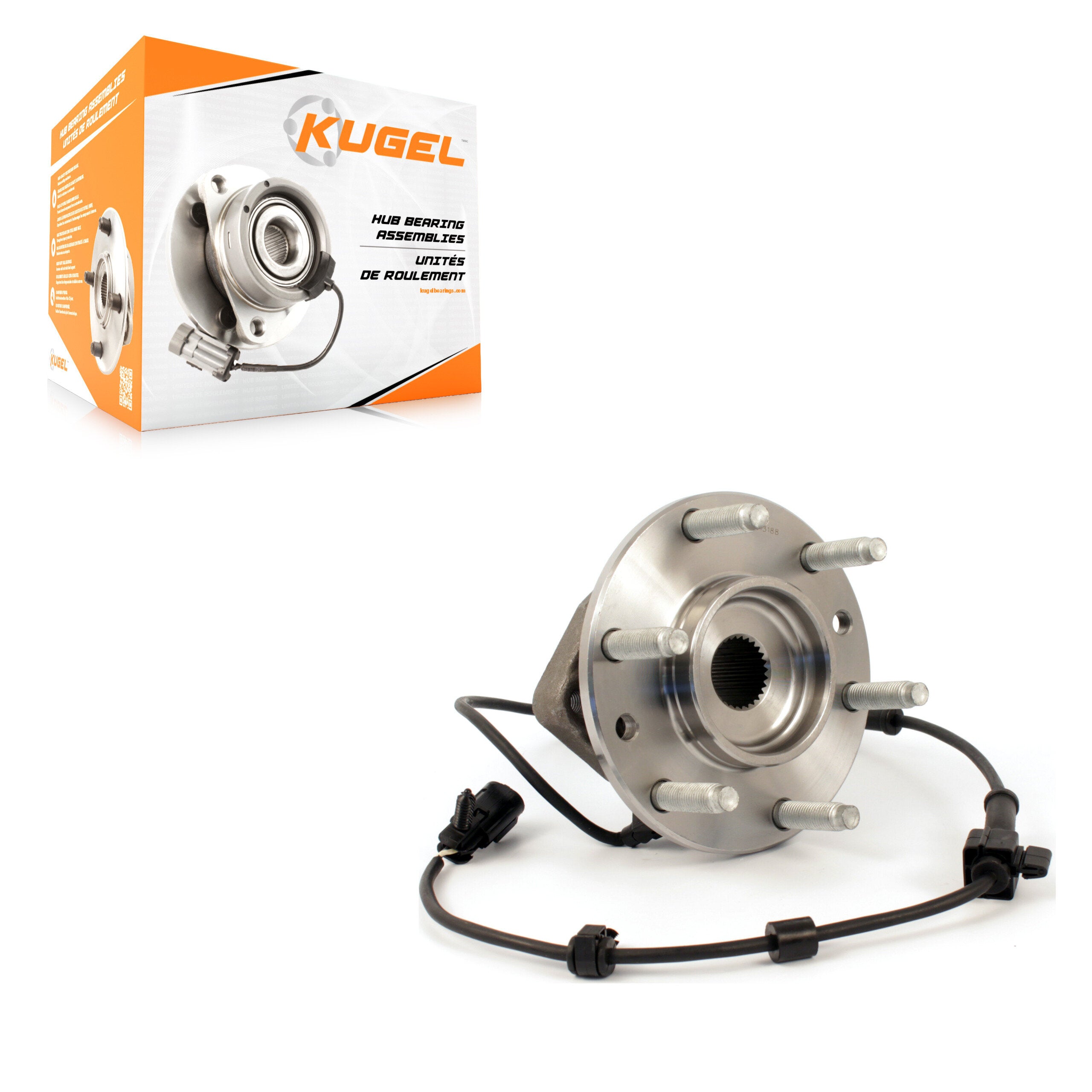 Kugel 70-513188 Wheel Bearing and Hub Assembly for 2002-2009 Saab 9-7x, Buick Rainier, GMC Envoy XUV - Front