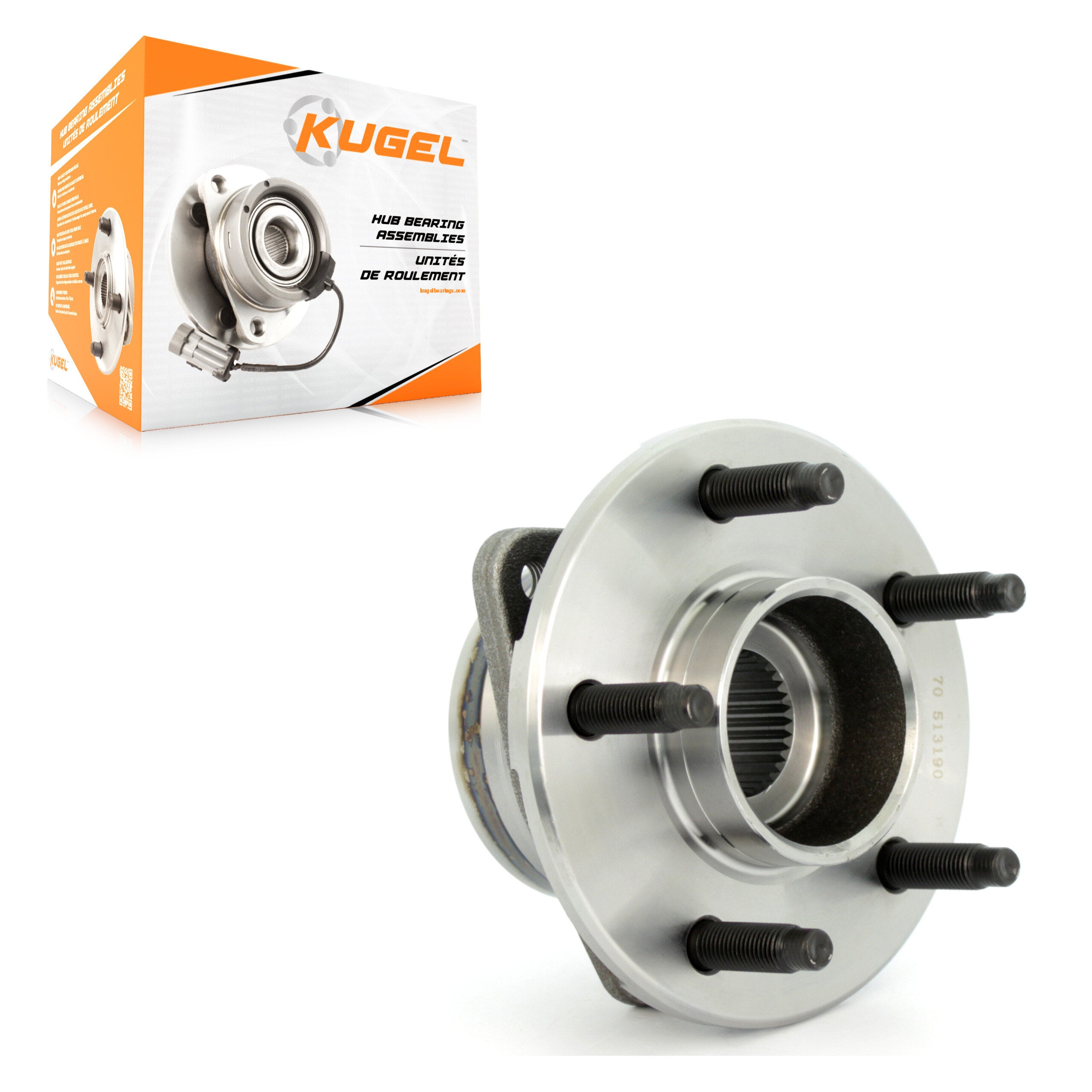 Kugel 70-513190 Wheel Bearing and Hub Assembly for 2002-2007 Pontiac Torrent, Chevrolet Equinox, Saturn Vue - Front