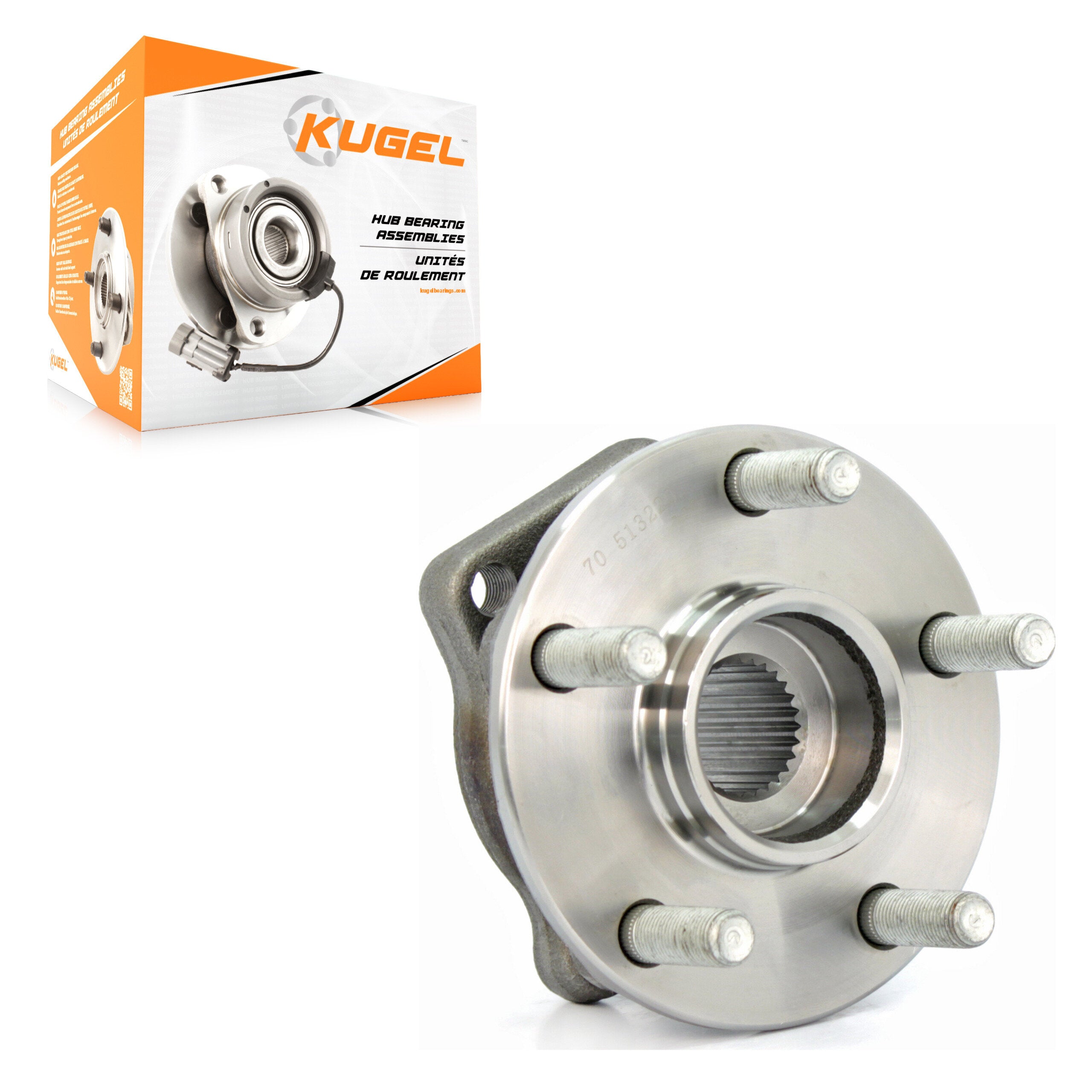 Kugel 70-513220 Wheel Bearing and Hub Assembly for 2005-2014 Subaru Forester, Subaru Impreza, Subaru XV Crosstrek - Front