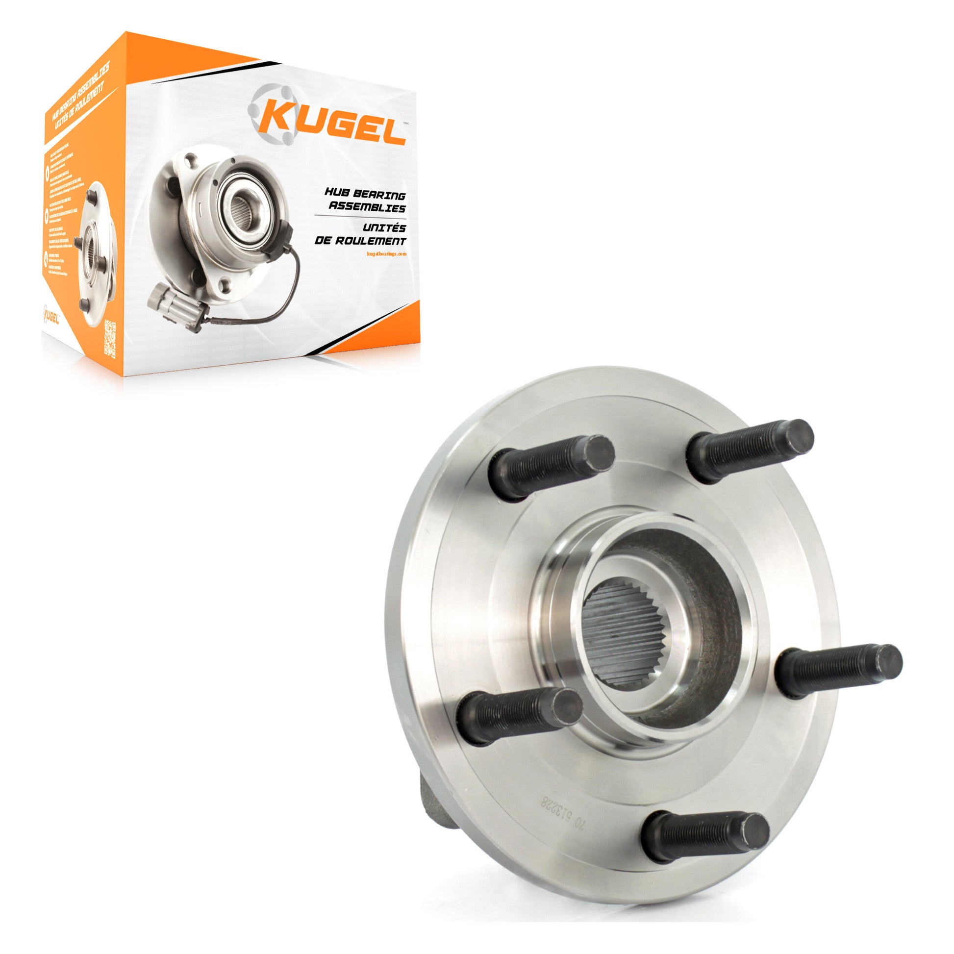 Kugel 70-513228 Wheel Bearing and Hub Assembly for 2005-2010 Mitsubishi Raider, Dodge Dakota - Front