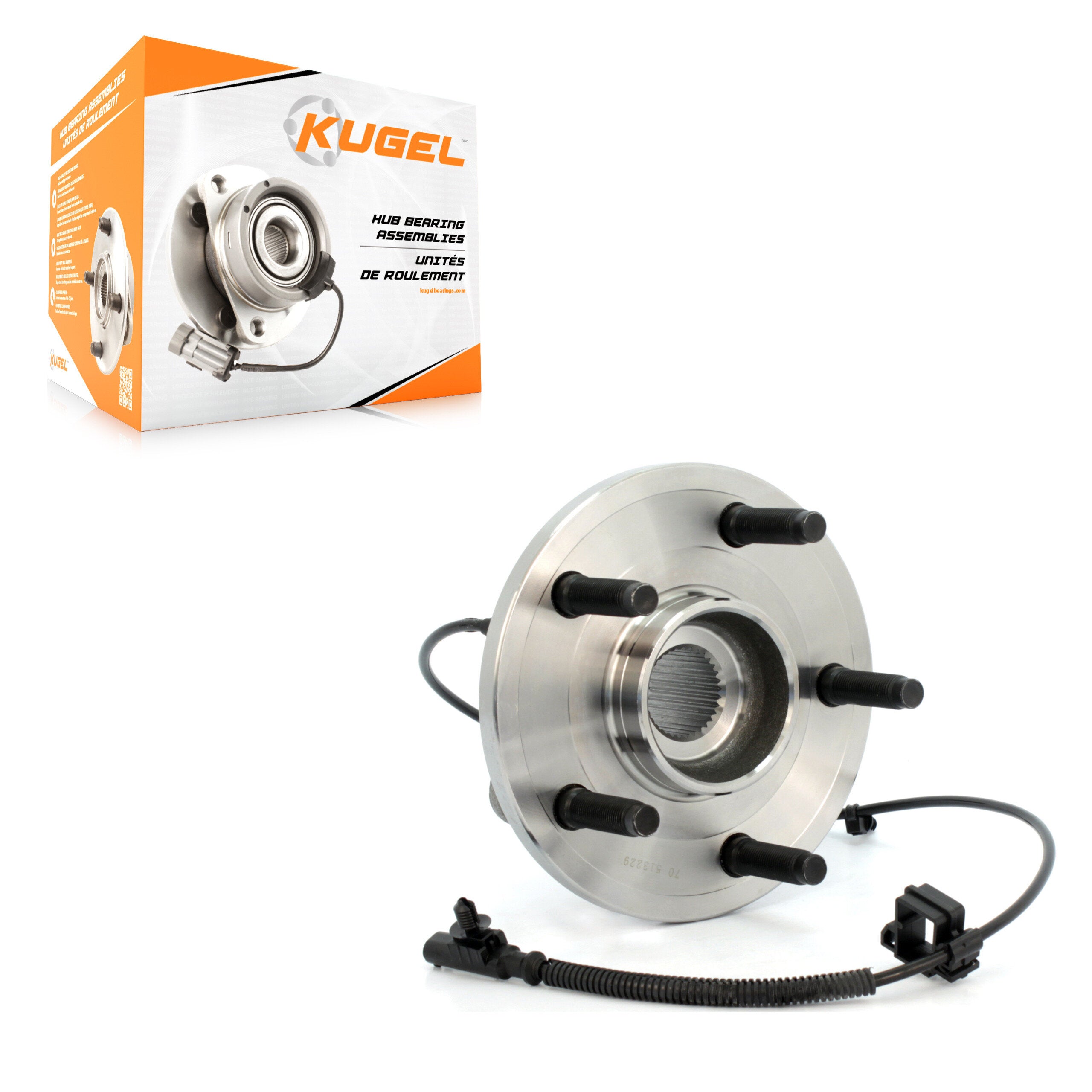 Kugel 70-513229 Wheel Bearing and Hub Assembly for 2005-2011 Ram Dakota, Mitsubishi Raider, Dodge Dakota - Front