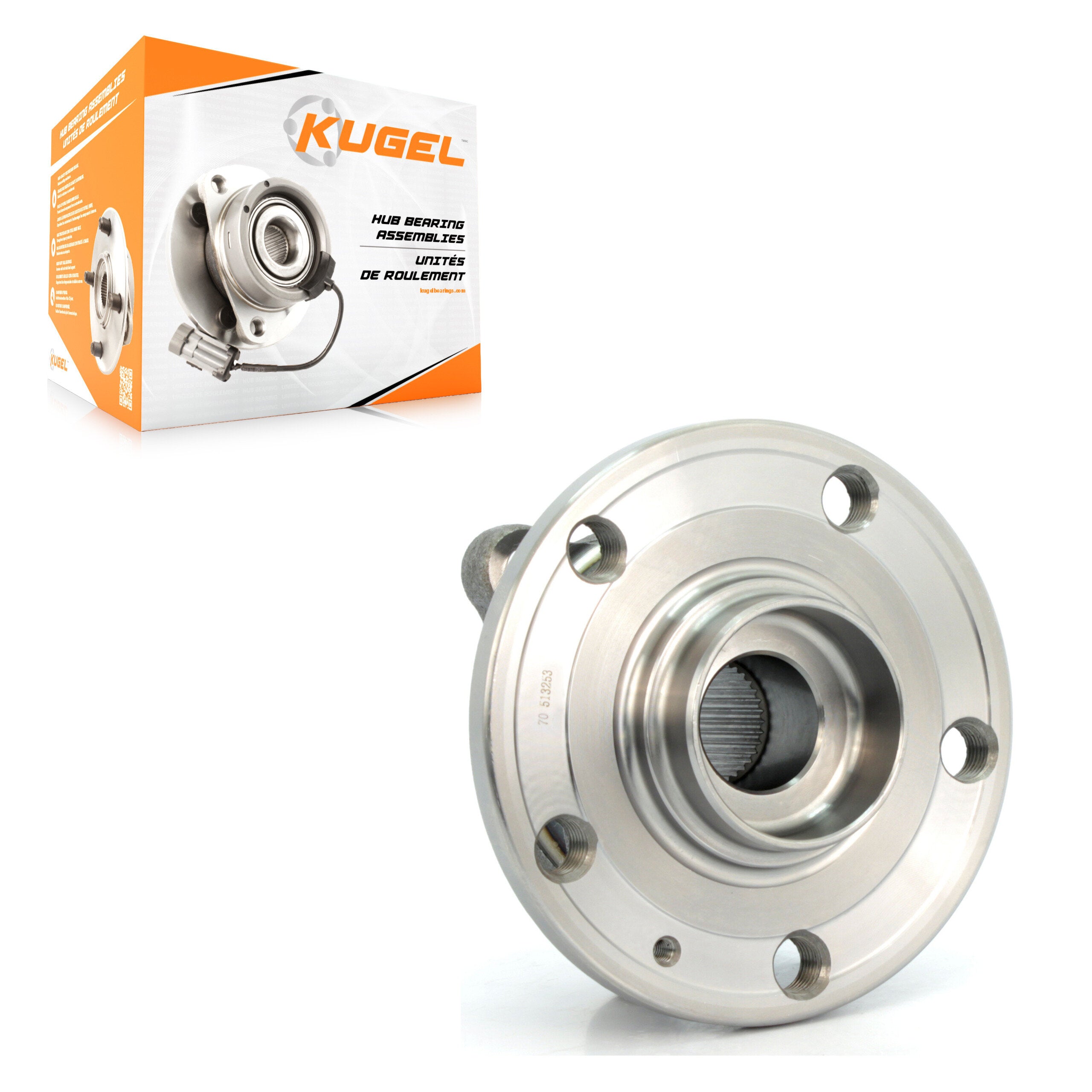 Kugel 70-513253 Wheel Bearing and Hub Assembly for 2005-2022 Volkswagen Passat, Volkswagen CC, Volkswagen Tiguan Limited - Front, Rear