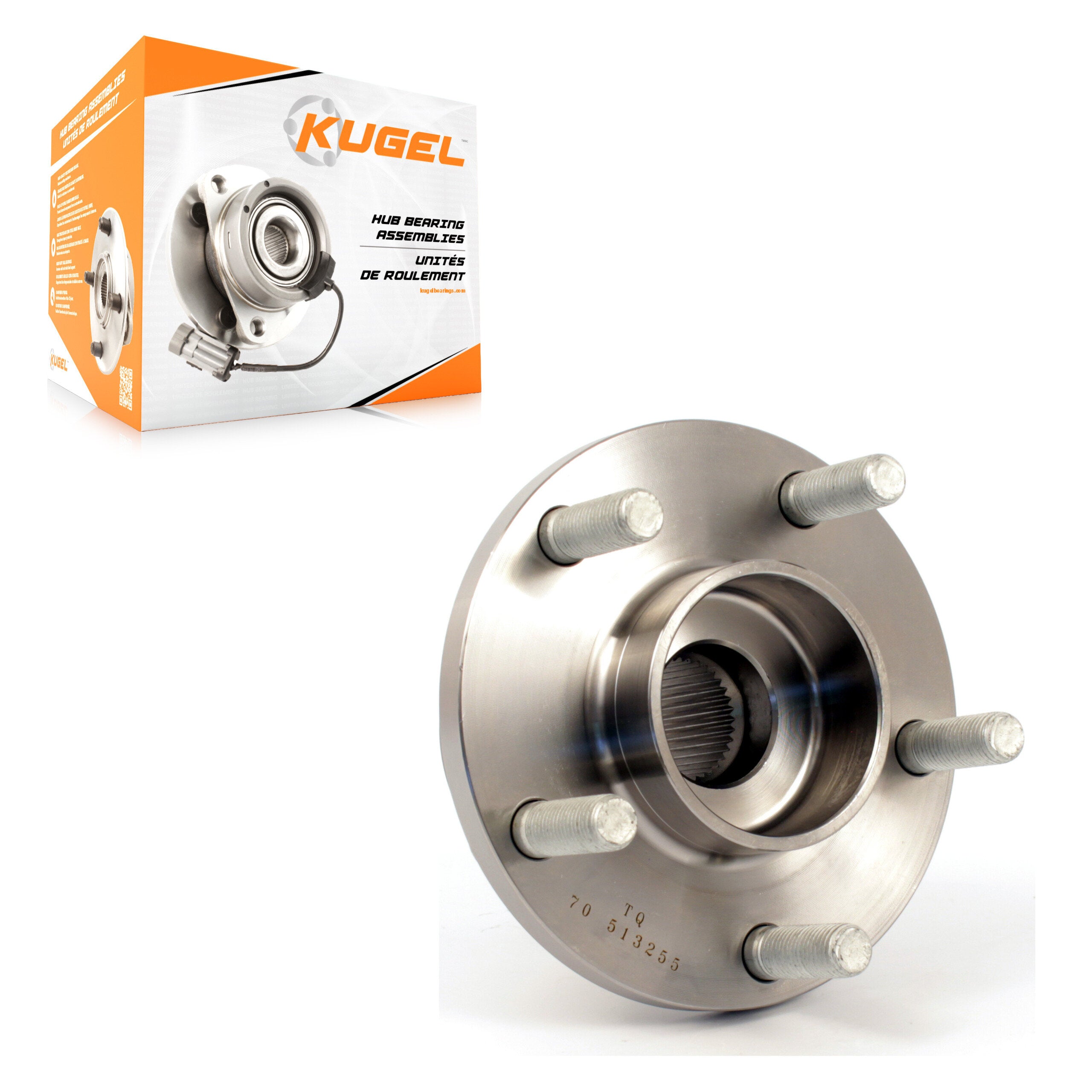Kugel 70-513255 Wheel Bearing and Hub Assembly for 2004-2013 Volvo C30, Volvo C70, Volvo V50 - Front
